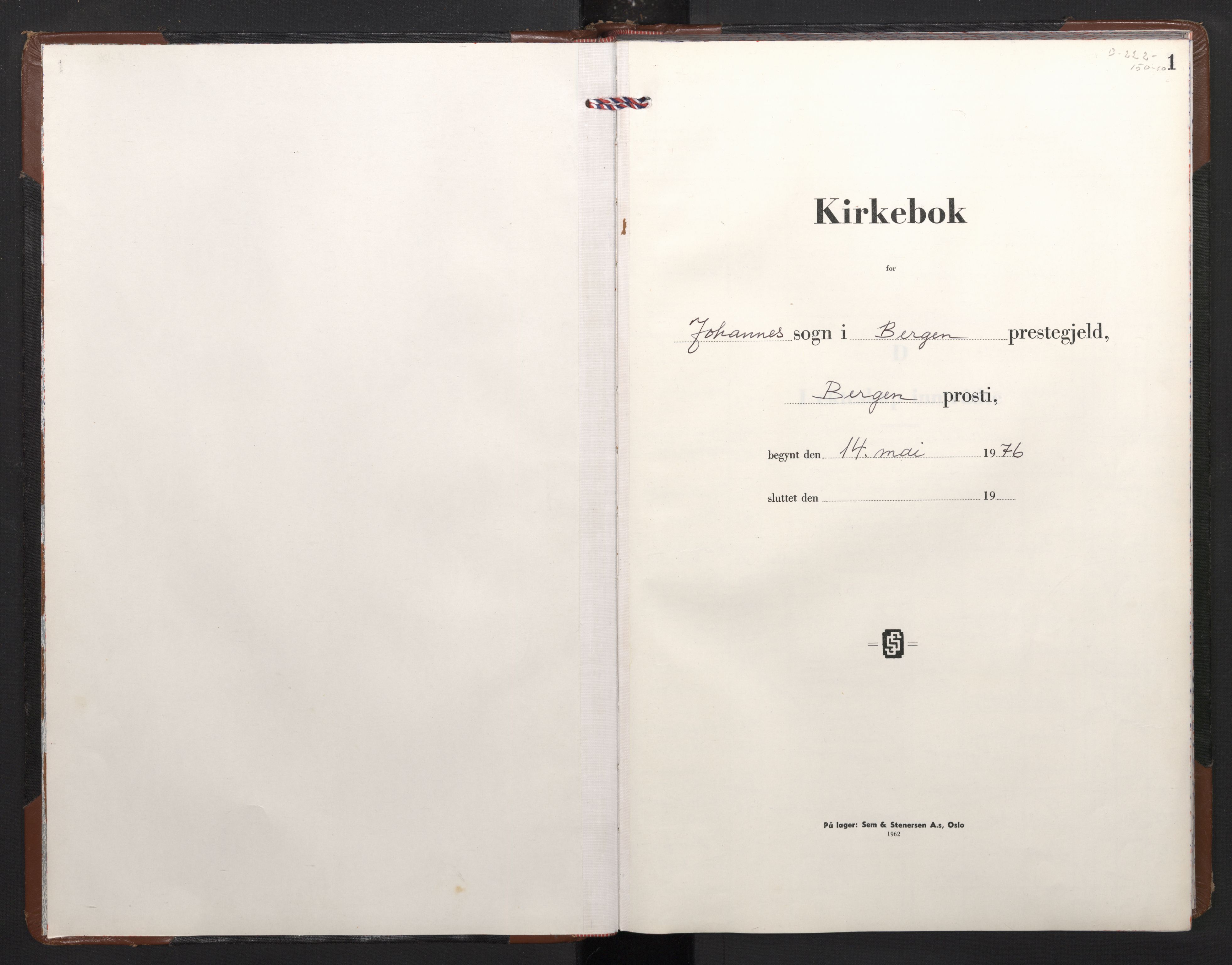 Johanneskirken sokneprestembete, SAB/A-76001/H/Haa/L0018: Parish register (official) no. D 7, 1976-1987, p. 1a