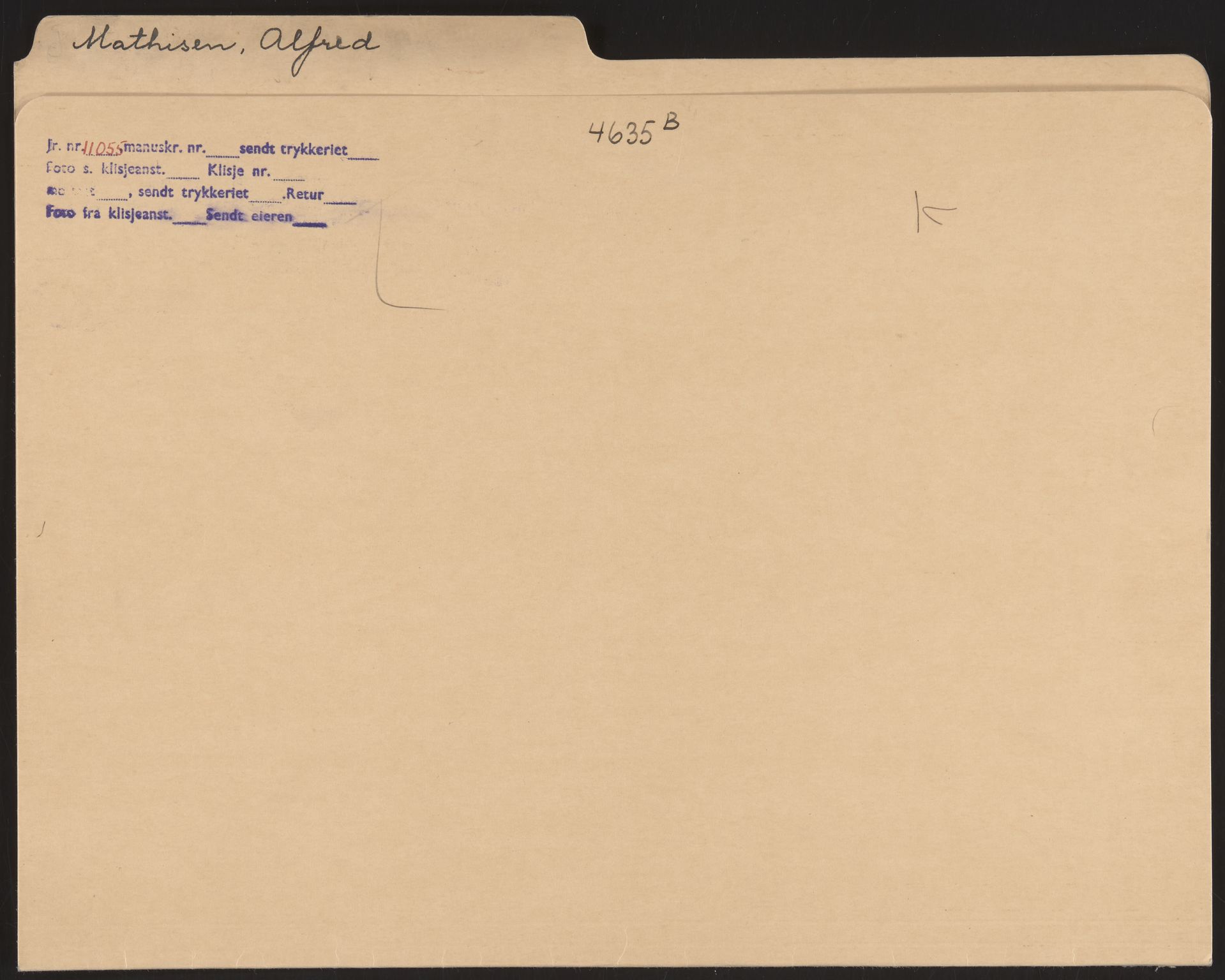 Sosialdepartementet, Våre Falne, AV/RA-S-1708/E/Ee/L0094: Personmapper: Maliniak, M 4567c - Mathisen, Alfred 4635b, 1945-1951, p. 1029