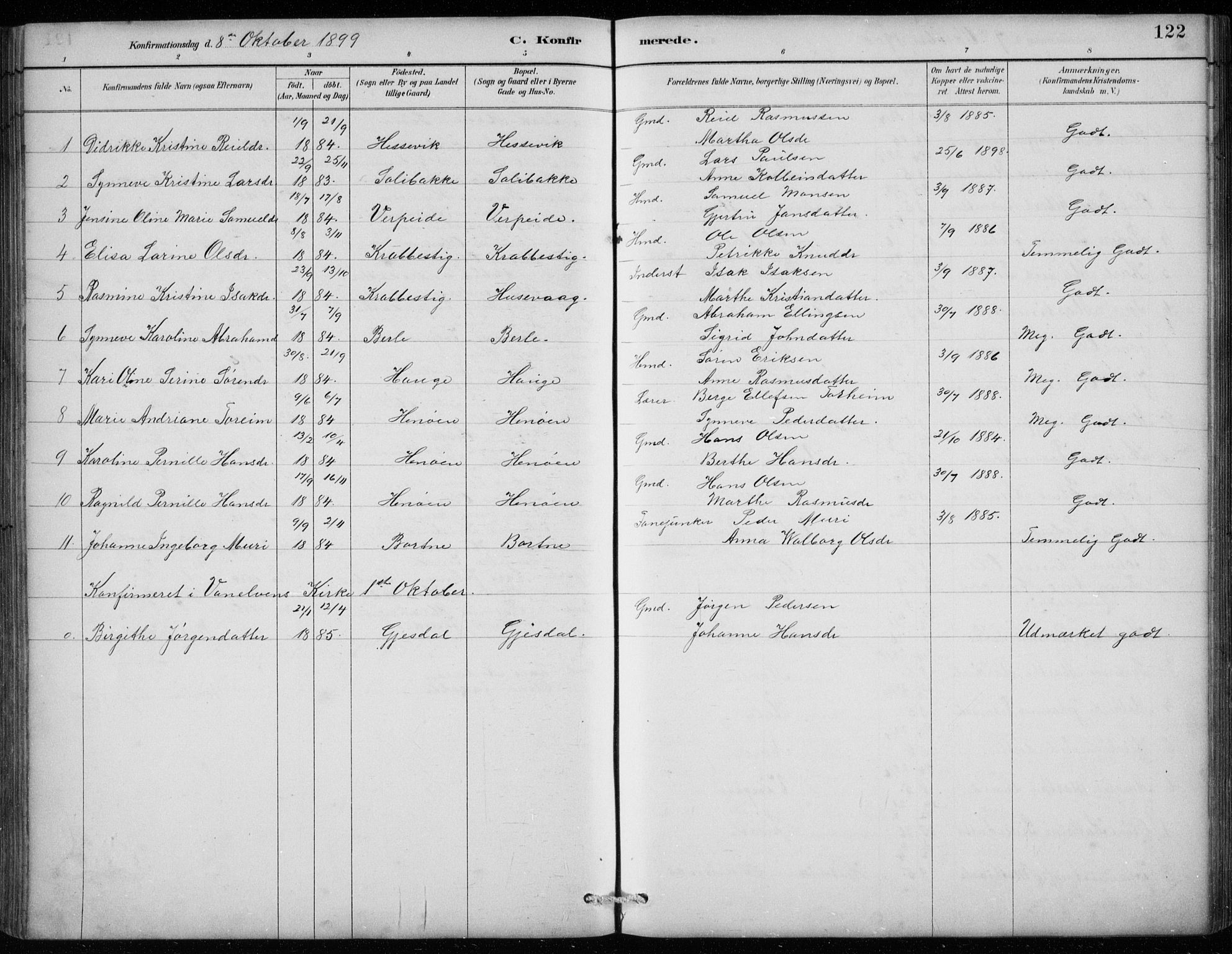 Davik sokneprestembete, AV/SAB-A-79701/H/Hab/Habc/L0002: Parish register (copy) no. C 2, 1889-1906, p. 122