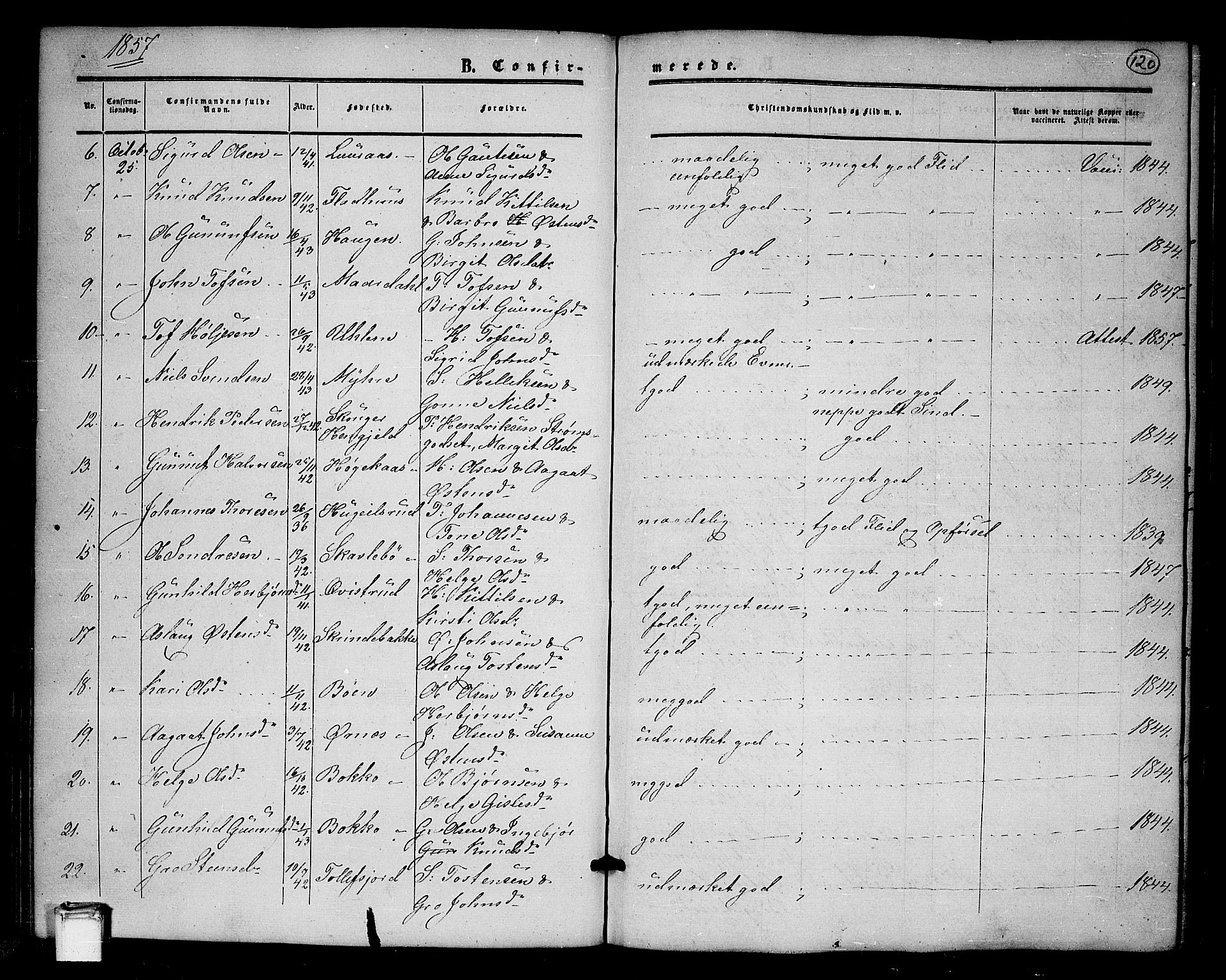 Tinn kirkebøker, SAKO/A-308/G/Ga/L0002: Parish register (copy) no. I 2, 1851-1883, p. 120