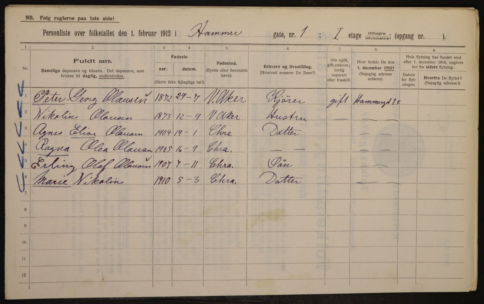 OBA, Municipal Census 1912 for Kristiania, 1912, p. 34290