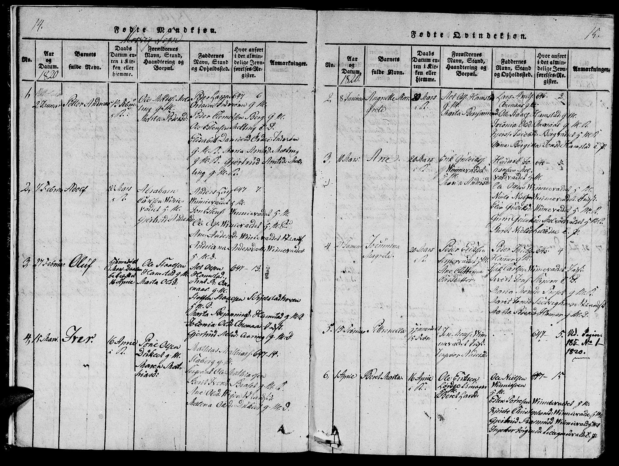 Ministerialprotokoller, klokkerbøker og fødselsregistre - Nord-Trøndelag, SAT/A-1458/733/L0322: Parish register (official) no. 733A01, 1817-1842, p. 14-15