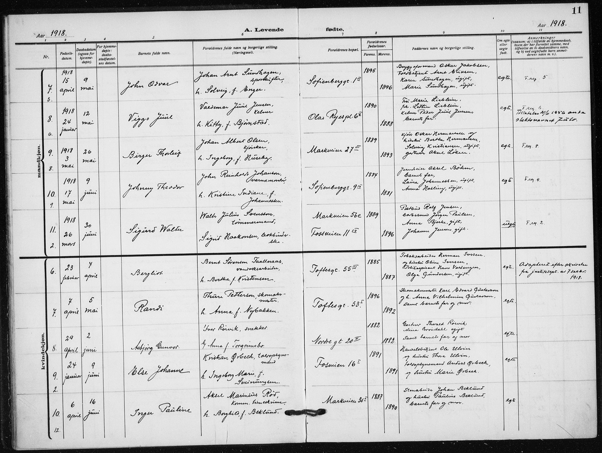 Hauge prestekontor Kirkebøker, AV/SAO-A-10849/F/Fa/L0001: Parish register (official) no. 1, 1917-1938, p. 11