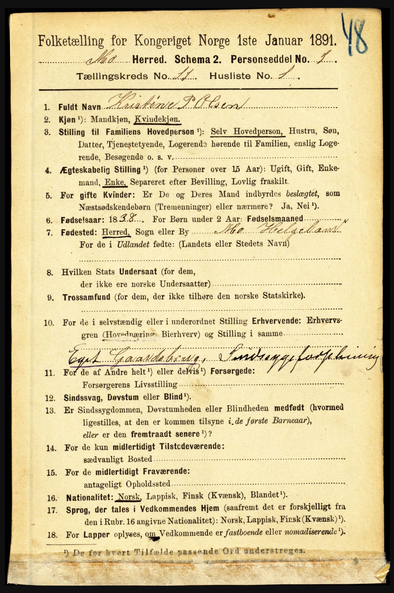 RA, 1891 census for 1833 Mo, 1891, p. 4416