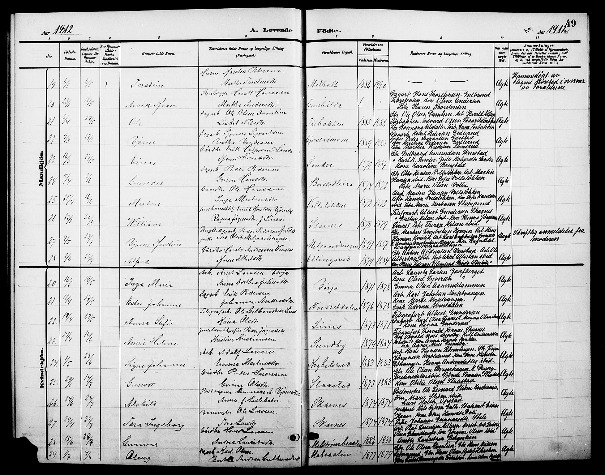 Sør-Odal prestekontor, AV/SAH-PREST-030/H/Ha/Hab/L0005: Parish register (copy) no. 5, 1903-1915, p. 49