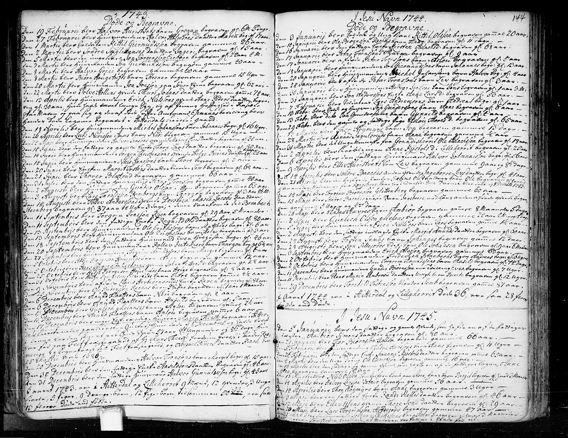 Heddal kirkebøker, SAKO/A-268/F/Fa/L0003: Parish register (official) no. I 3, 1723-1783, p. 144