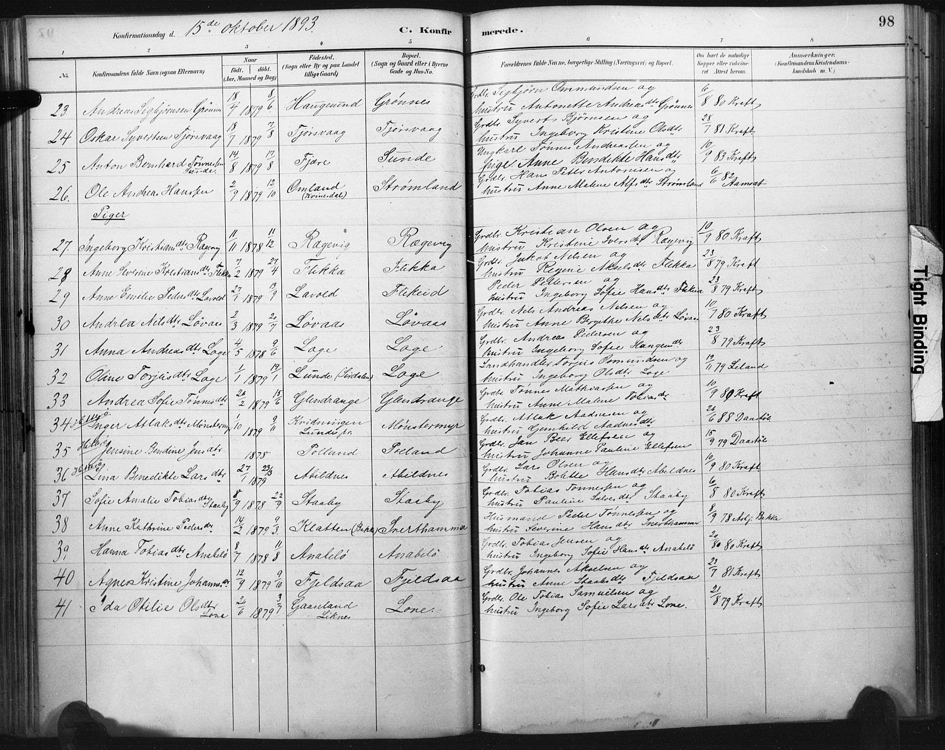 Flekkefjord sokneprestkontor, SAK/1111-0012/F/Fa/Fac/L0008: Parish register (official) no. A 8, 1885-1898, p. 98