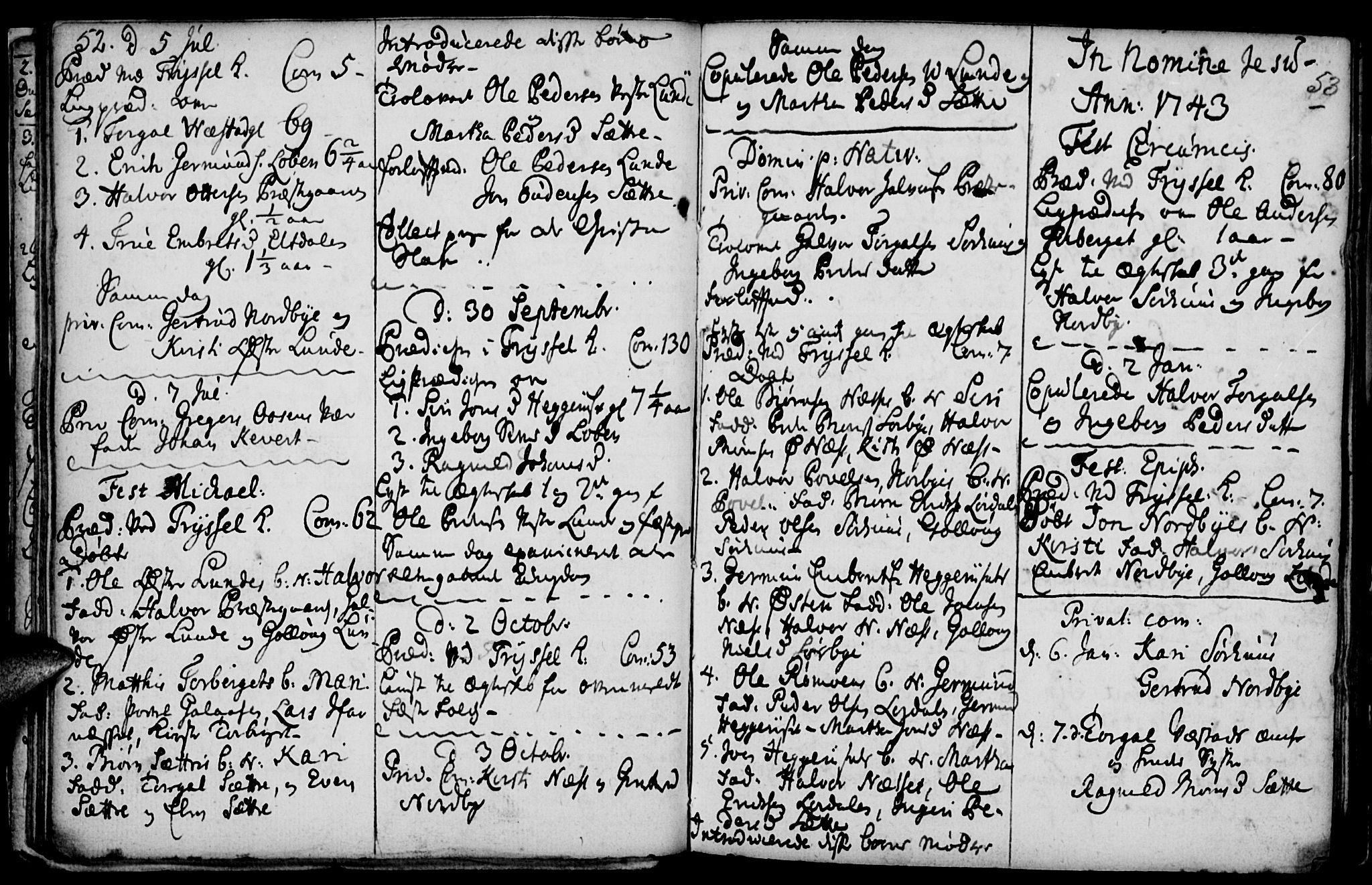 Elverum prestekontor, AV/SAH-PREST-044/H/Ha/Haa/L0001: Parish register (official) no. 1, 1730-1760, p. 52-53