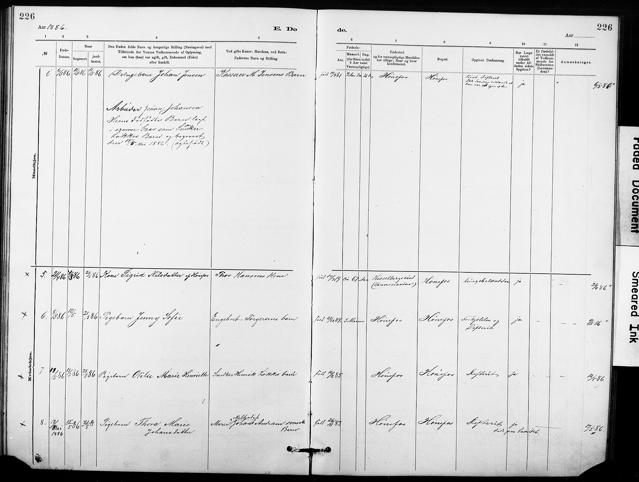 Hønefoss kirkebøker, AV/SAKO-A-609/G/Ga/L0001: Parish register (copy) no. 1, 1870-1887, p. 226