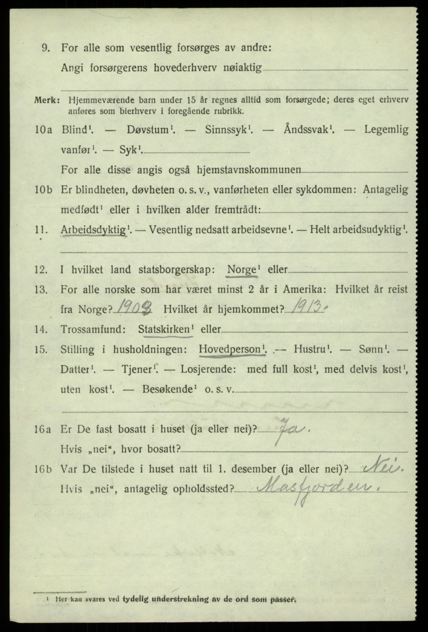 SAB, 1920 census for Sund, 1920, p. 4406