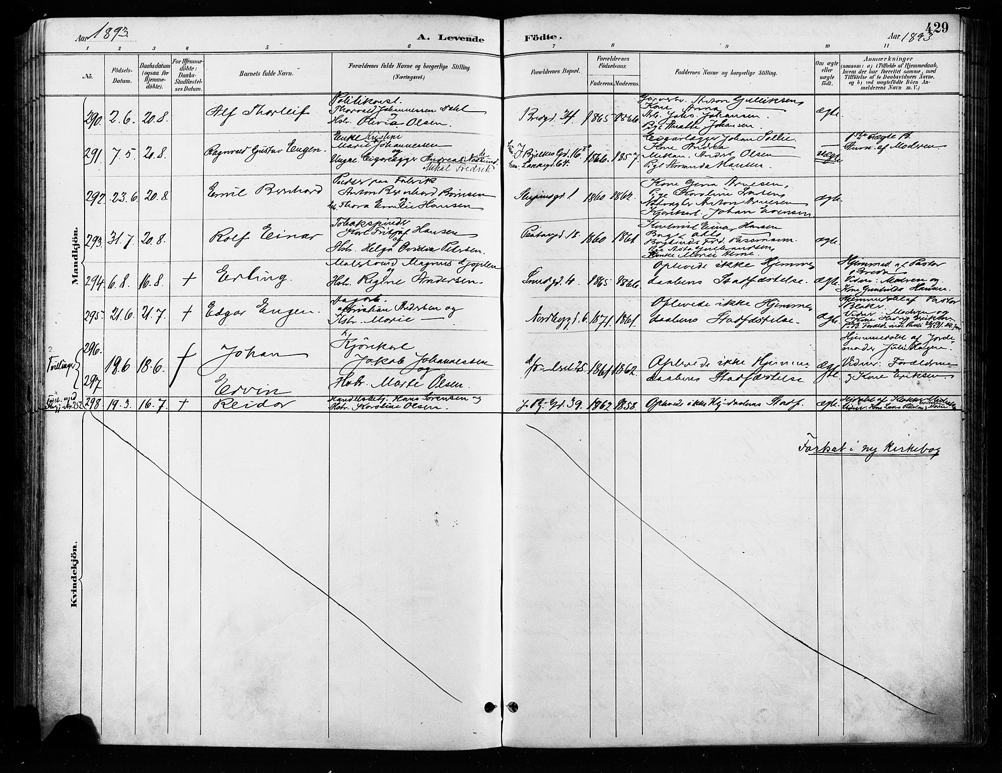 Grønland prestekontor Kirkebøker, AV/SAO-A-10848/F/Fa/L0009: Parish register (official) no. 9, 1888-1893, p. 429