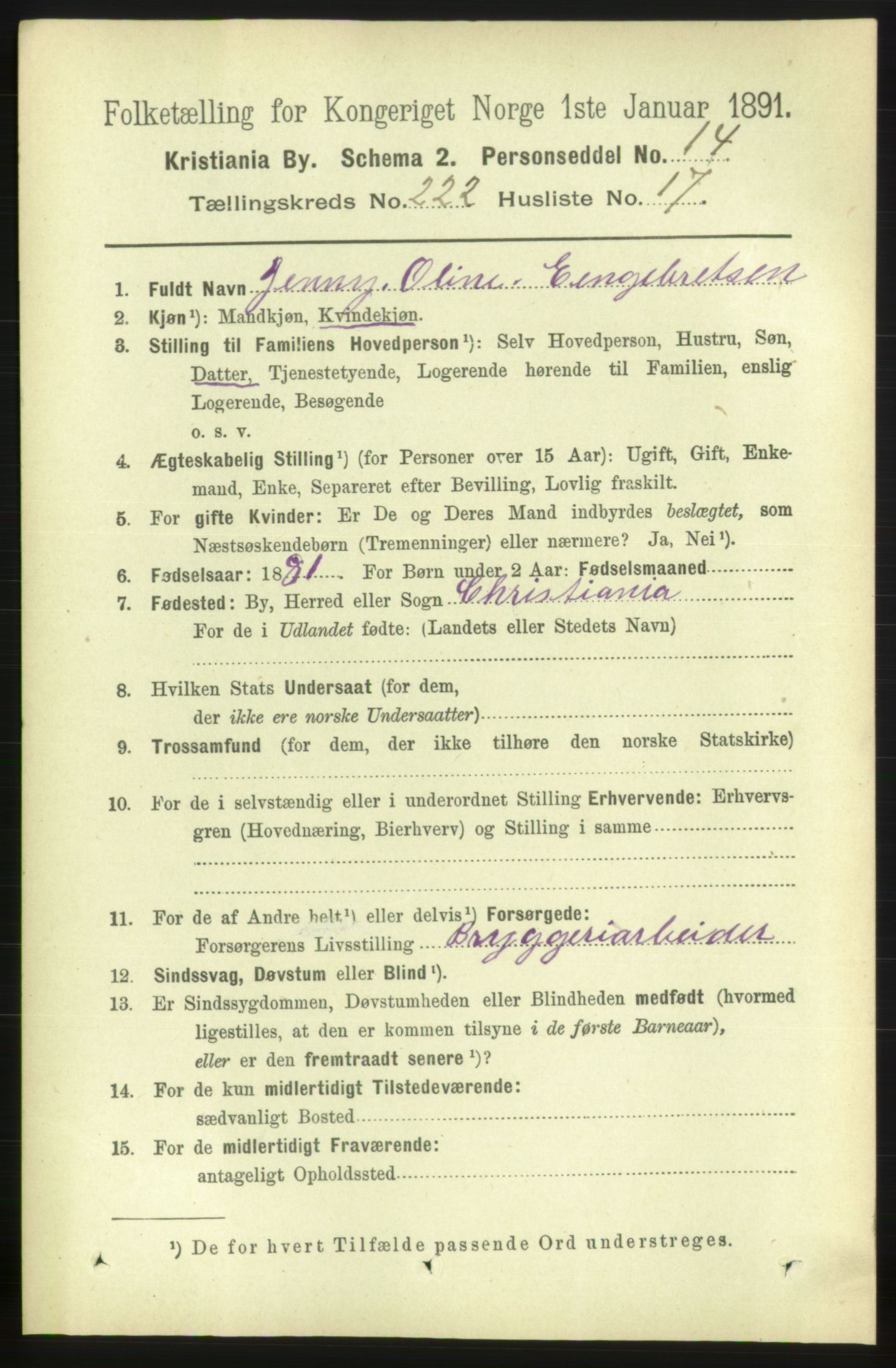 RA, 1891 census for 0301 Kristiania, 1891, p. 133726