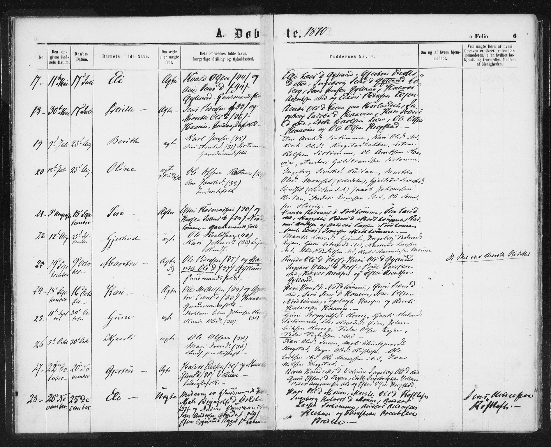 Ministerialprotokoller, klokkerbøker og fødselsregistre - Sør-Trøndelag, SAT/A-1456/692/L1104: Parish register (official) no. 692A04, 1862-1878, p. 6