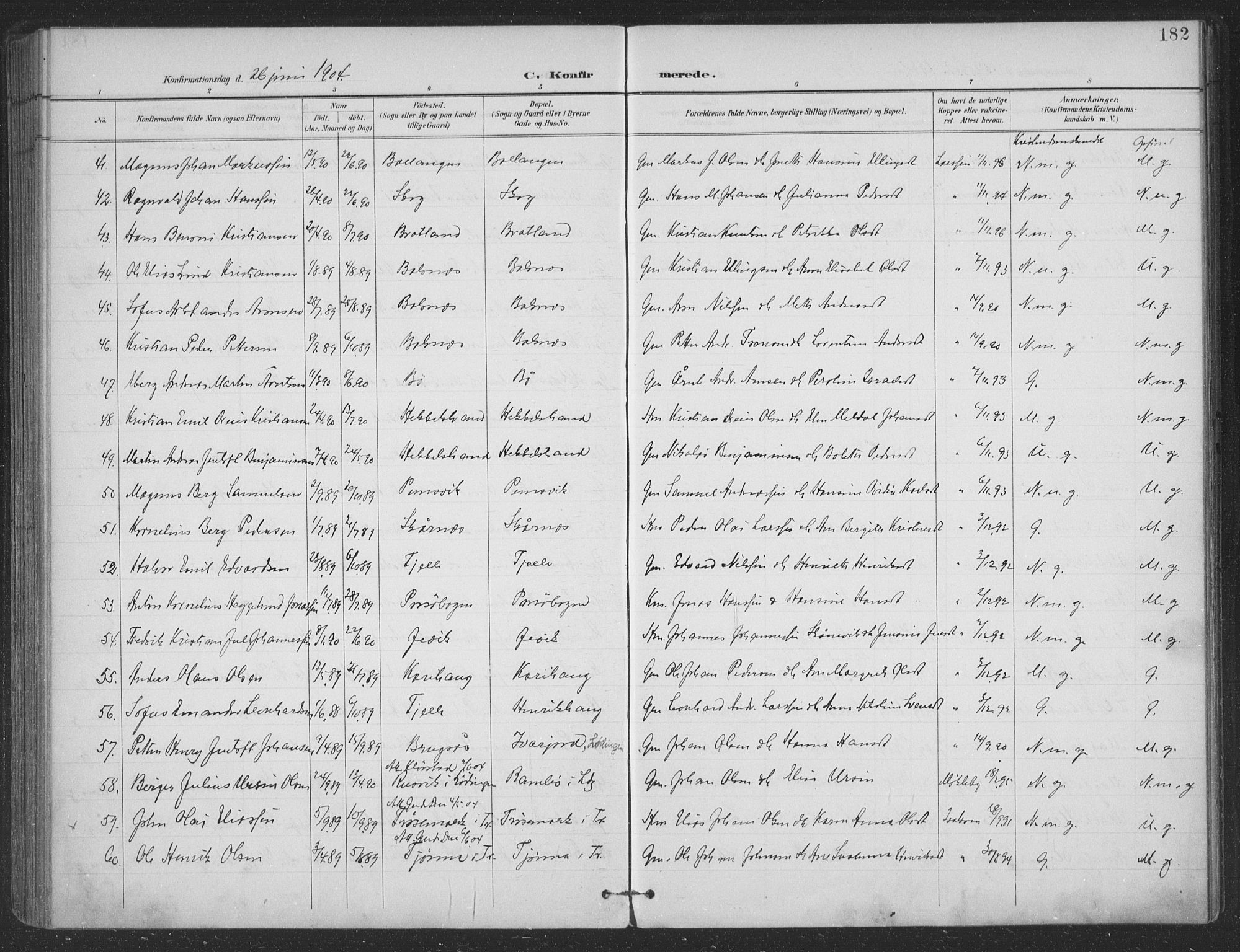 Ministerialprotokoller, klokkerbøker og fødselsregistre - Nordland, AV/SAT-A-1459/863/L0899: Parish register (official) no. 863A11, 1897-1906, p. 182