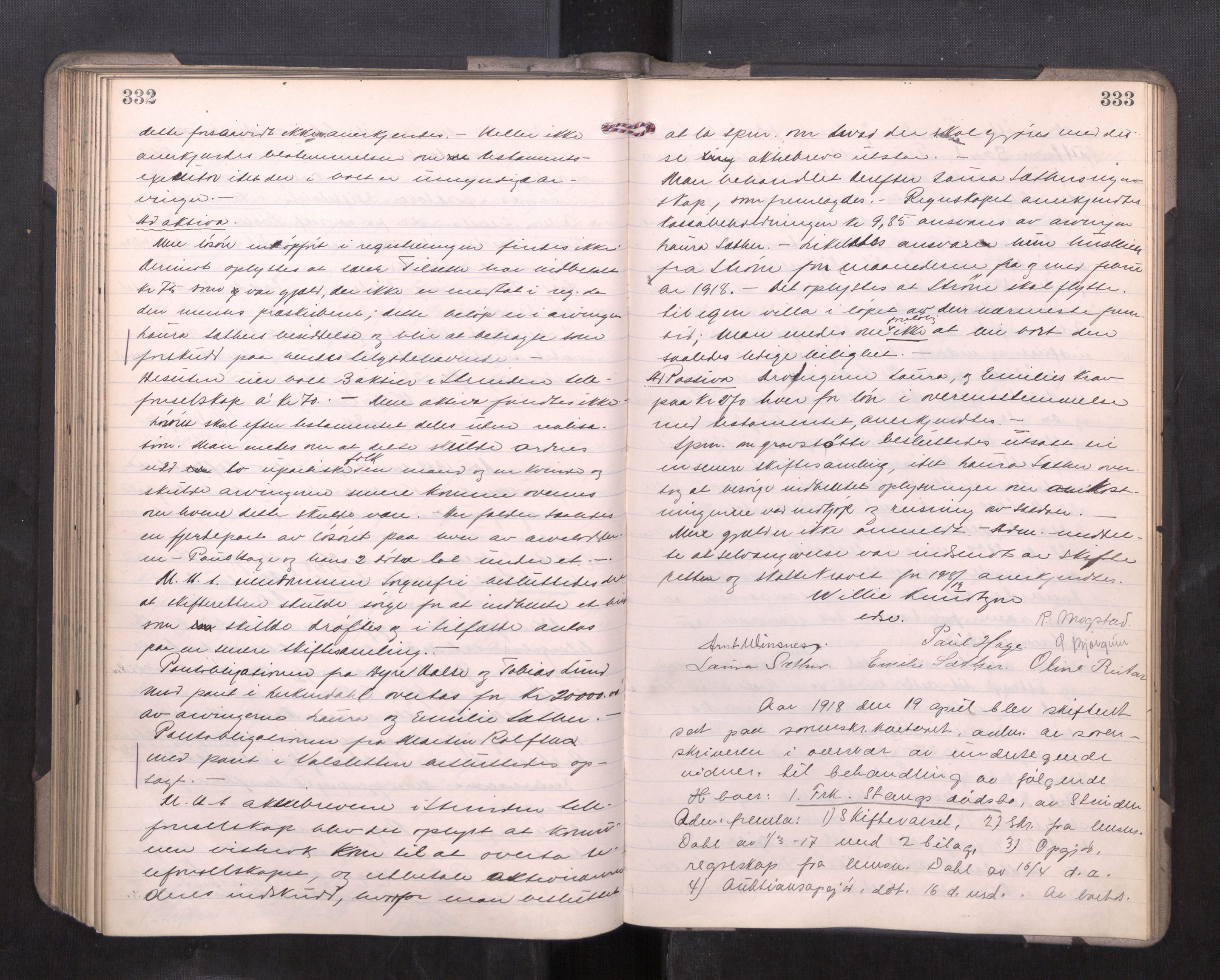 Strinda og Selbu sorenskriveri, AV/SAT-A-0015/3/3B/L0012: Skifteforhandlingsprot. 12, 1915-1919, p. 332-333