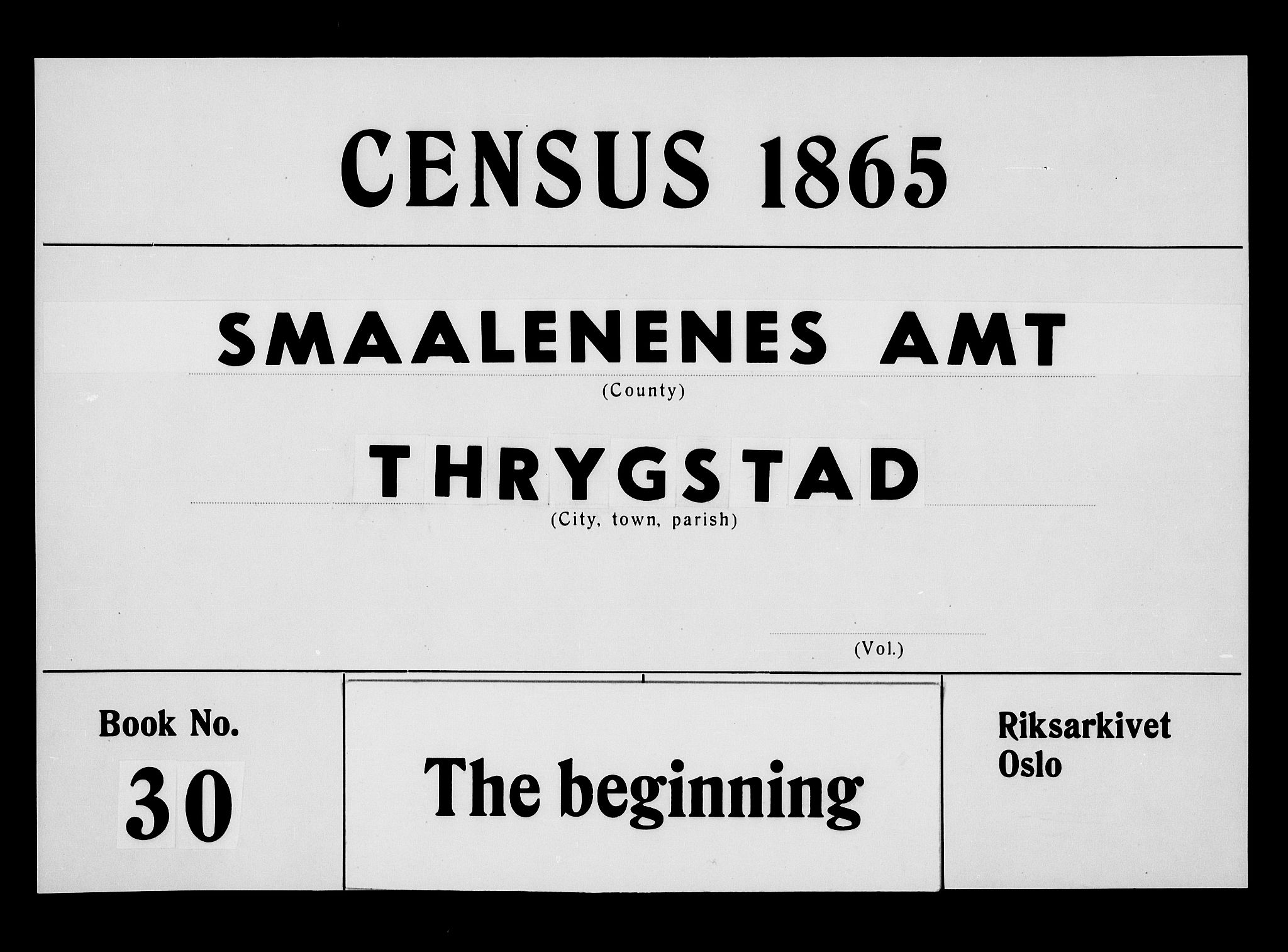 RA, 1865 census for Trøgstad, 1865, p. 1