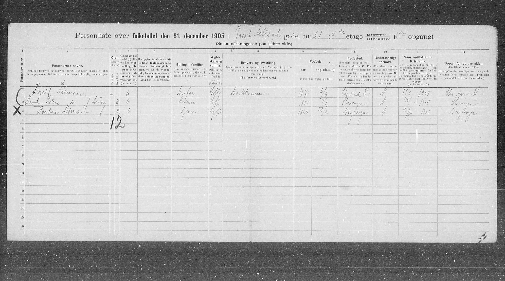 OBA, Municipal Census 1905 for Kristiania, 1905, p. 23871