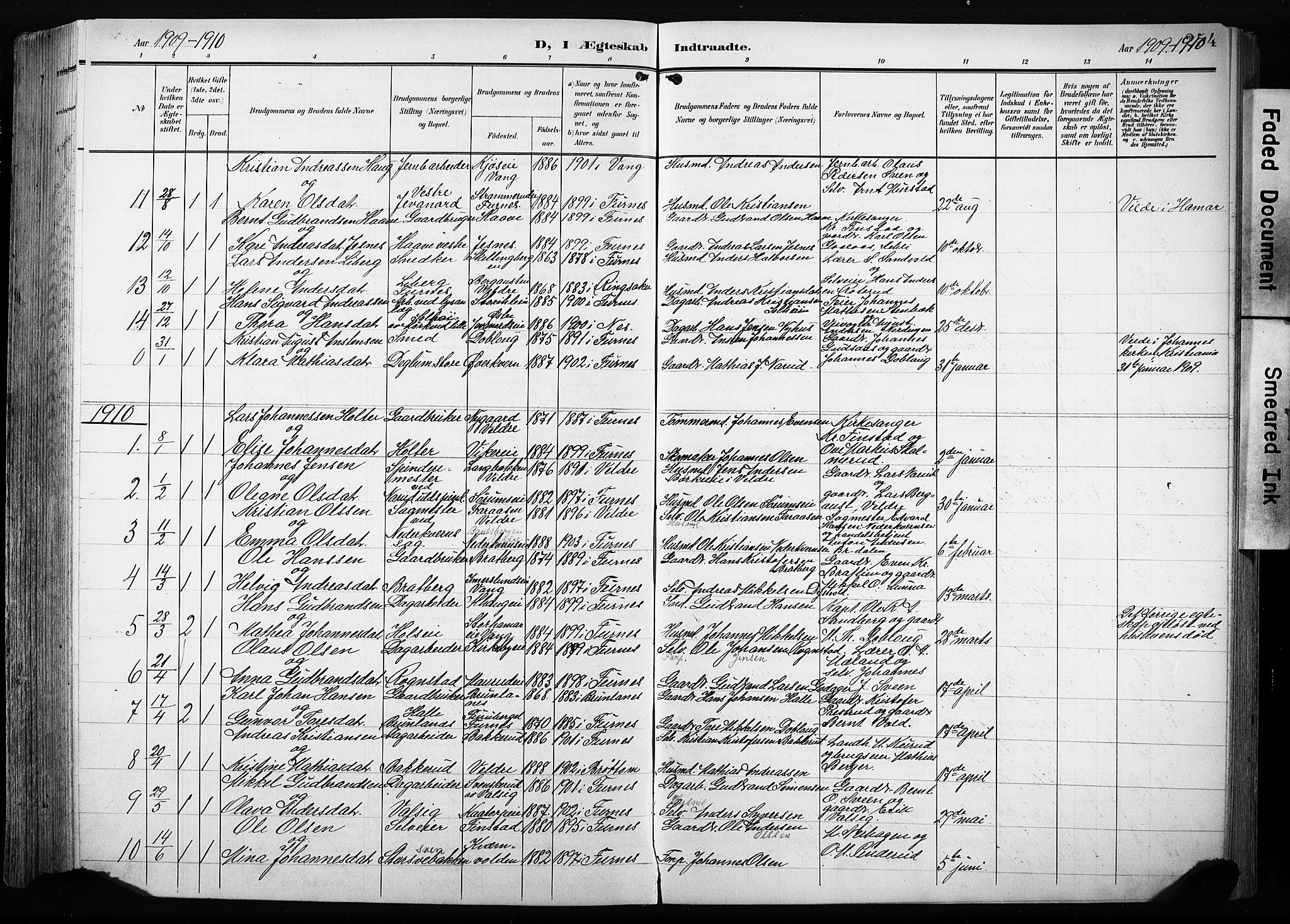 Furnes prestekontor, AV/SAH-PREST-012/L/La/L0001: Parish register (copy) no. 1, 1904-1933, p. 254