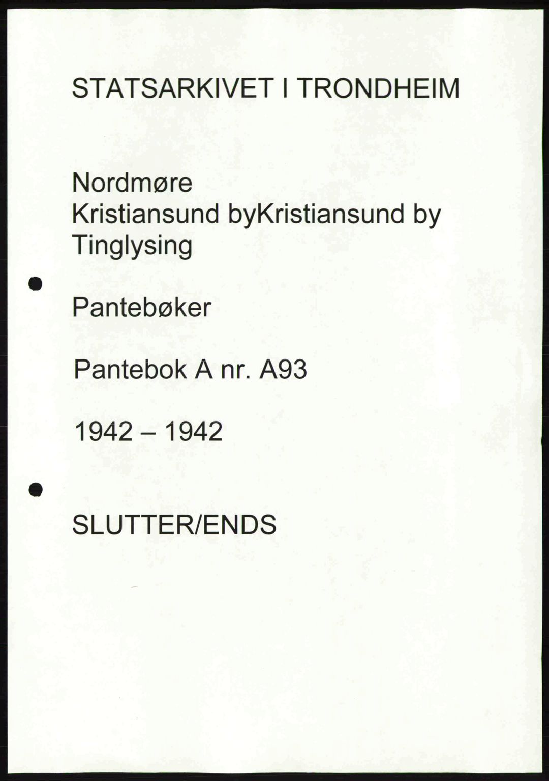 Nordmøre sorenskriveri, AV/SAT-A-4132/1/2/2Ca: Mortgage book no. A93, 1942-1942