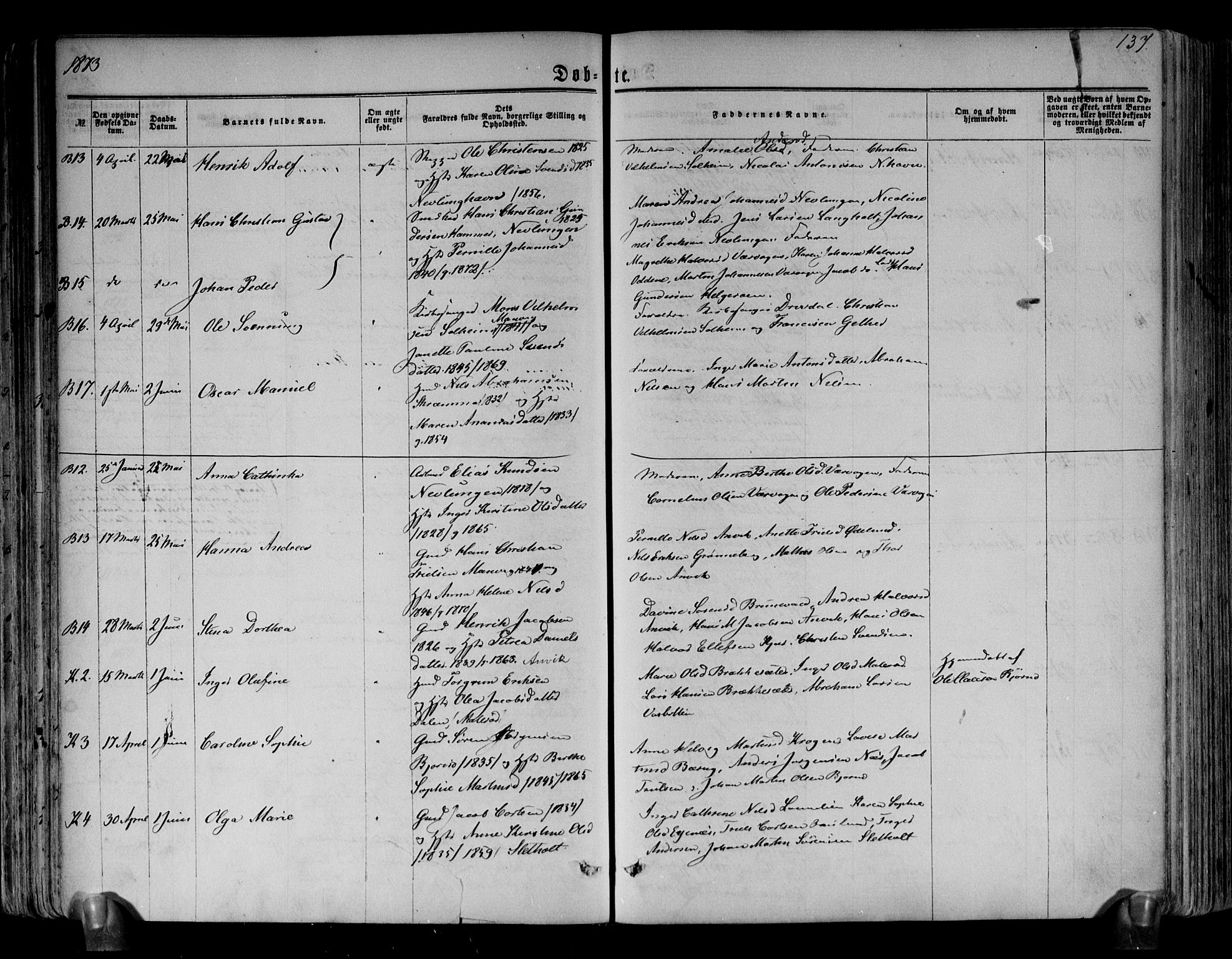 Brunlanes kirkebøker, AV/SAKO-A-342/F/Fa/L0005: Parish register (official) no. I 5, 1862-1877, p. 137