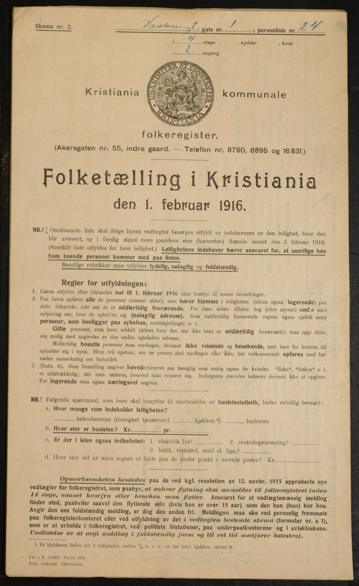 OBA, Municipal Census 1916 for Kristiania, 1916, p. 129206