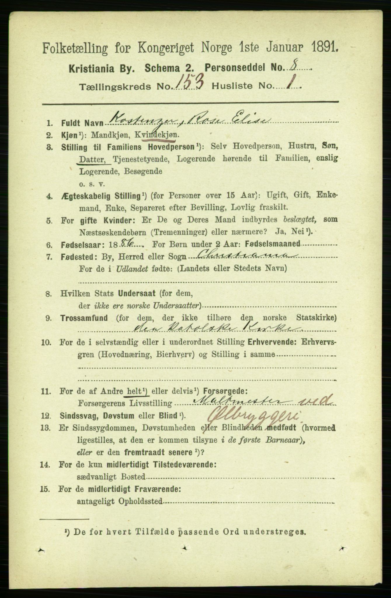 RA, 1891 census for 0301 Kristiania, 1891, p. 86369