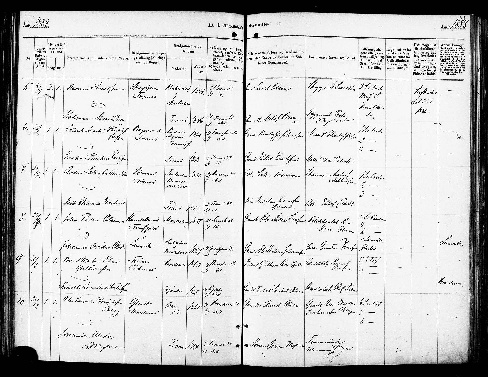 Tromsø sokneprestkontor/stiftsprosti/domprosti, SATØ/S-1343/G/Ga/L0014kirke: Parish register (official) no. 14, 1878-1888, p. 57