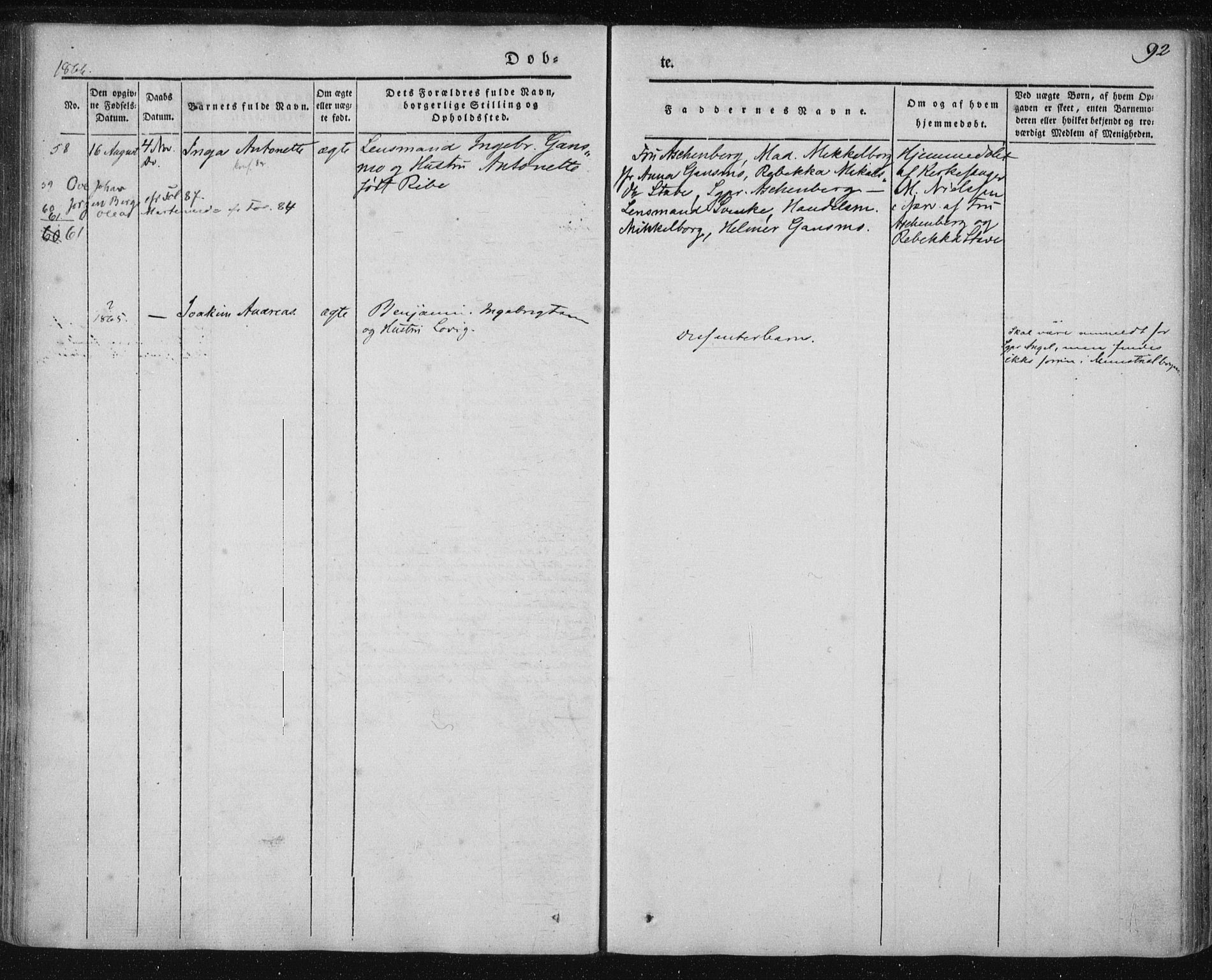 Ministerialprotokoller, klokkerbøker og fødselsregistre - Nordland, AV/SAT-A-1459/897/L1396: Parish register (official) no. 897A04, 1842-1866, p. 92