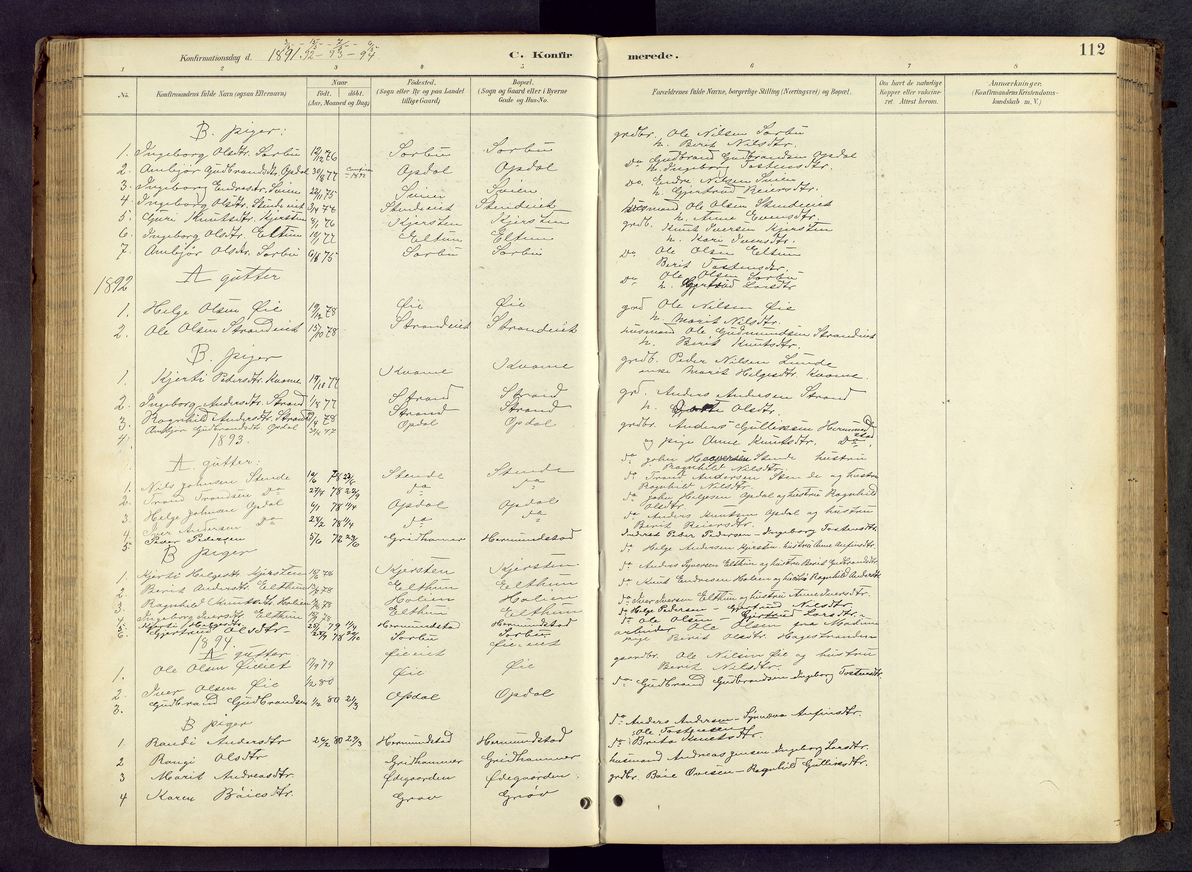 Vang prestekontor, Valdres, SAH/PREST-140/H/Hb/L0005: Parish register (copy) no. 5, 1889-1945, p. 112