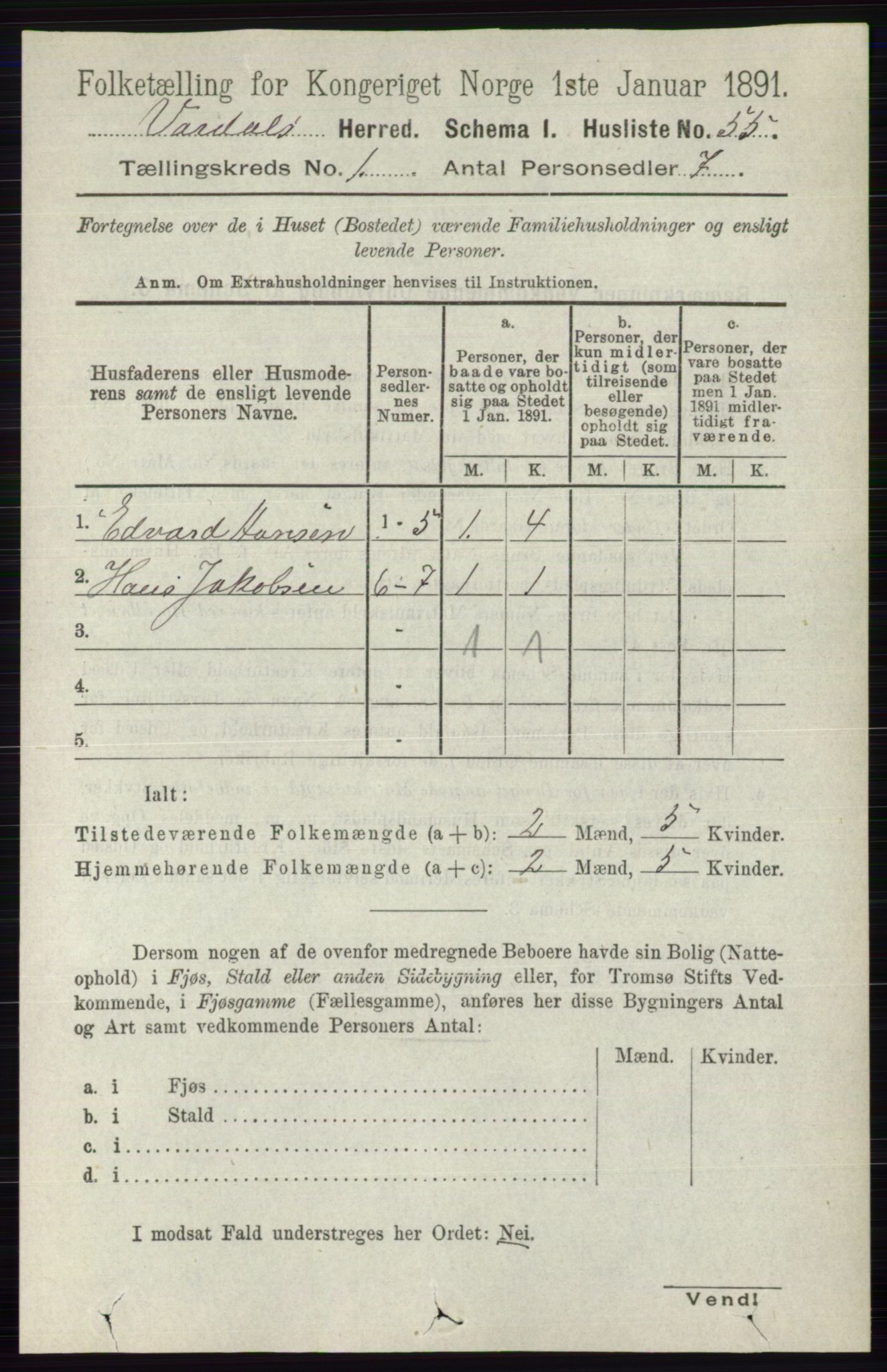 RA, 1891 census for 0527 Vardal, 1891, p. 81