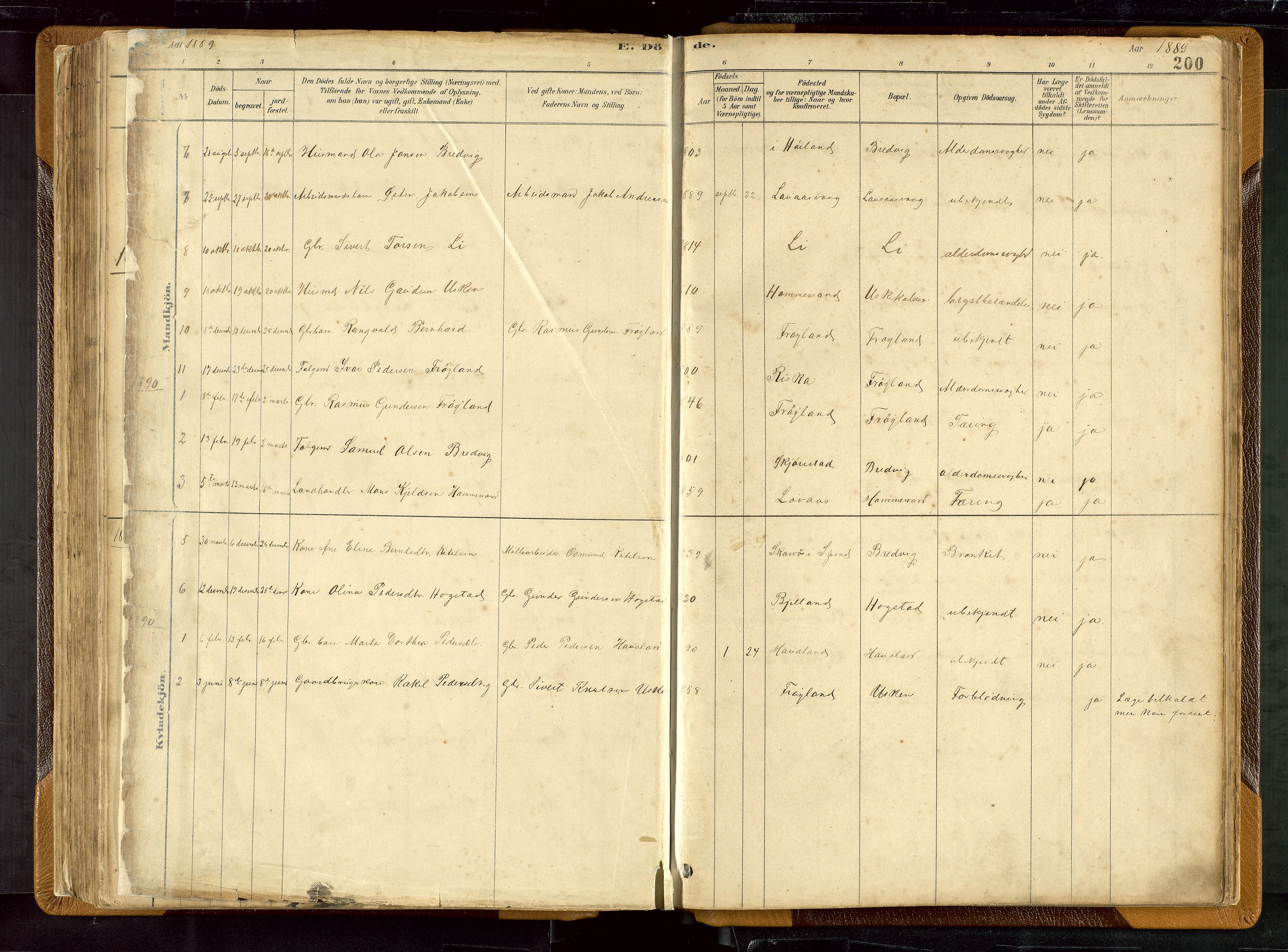 Hetland sokneprestkontor, SAST/A-101826/30/30BB/L0007: Parish register (copy) no. B 7, 1878-1910, p. 200