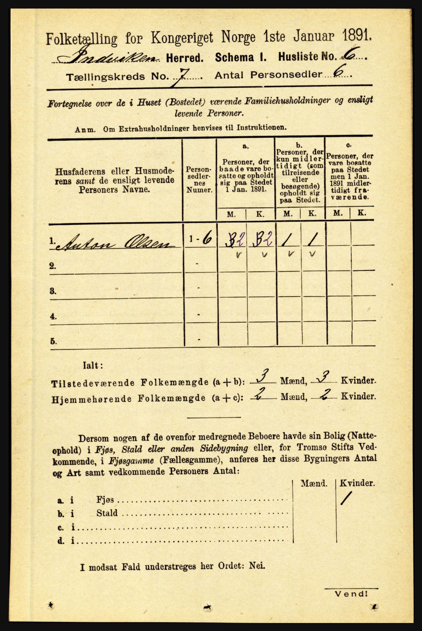 RA, 1891 census for 1447 Innvik, 1891, p. 2604