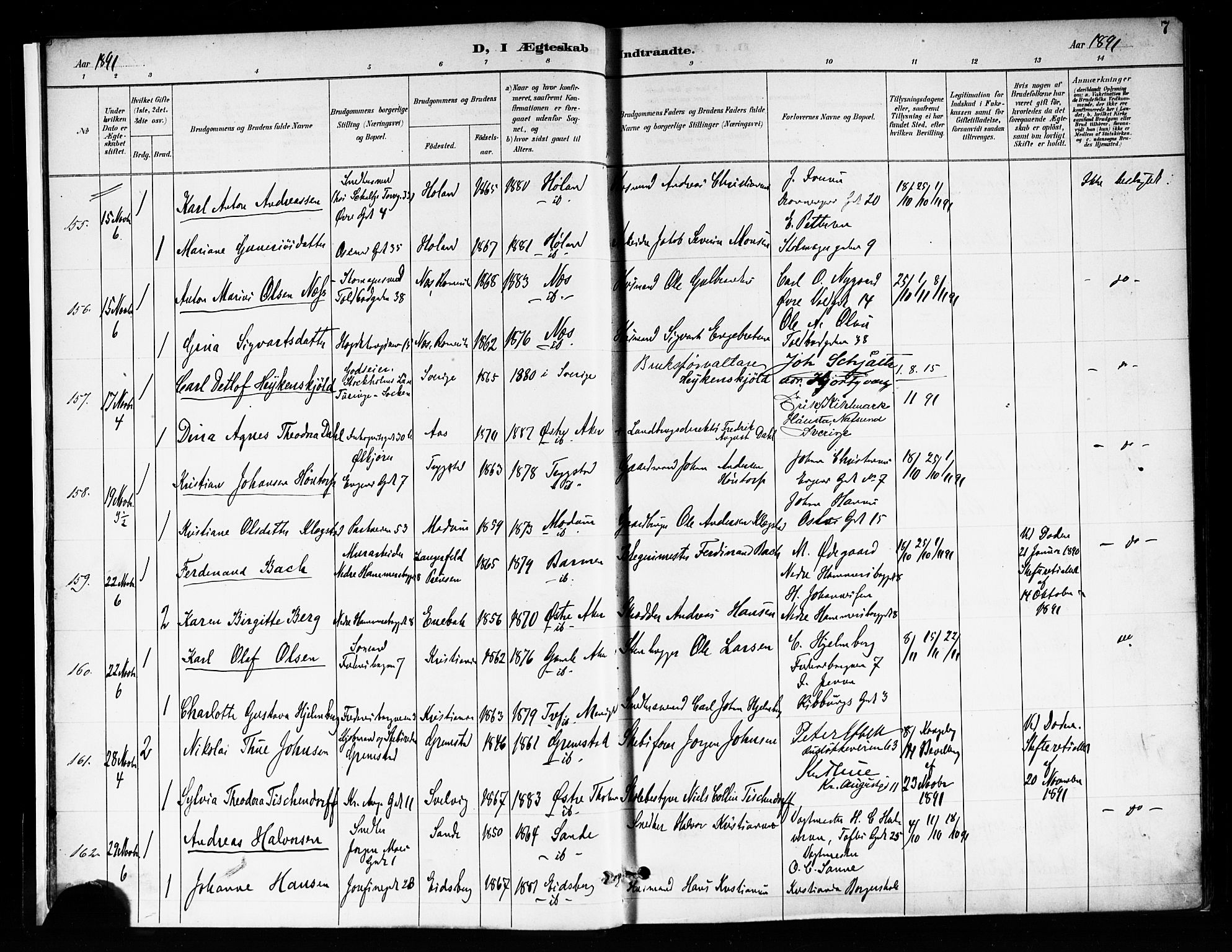 Trefoldighet prestekontor Kirkebøker, AV/SAO-A-10882/F/Fc/L0004: Parish register (official) no. III 4, 1891-1900, p. 7