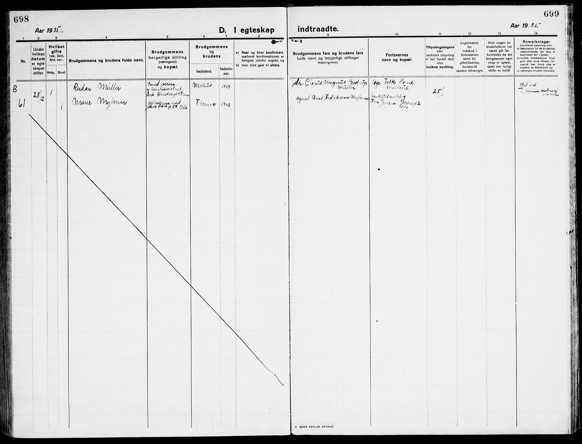 Ministerialprotokoller, klokkerbøker og fødselsregistre - Sør-Trøndelag, SAT/A-1456/607/L0321: Parish register (official) no. 607A05, 1916-1935, p. 698-699