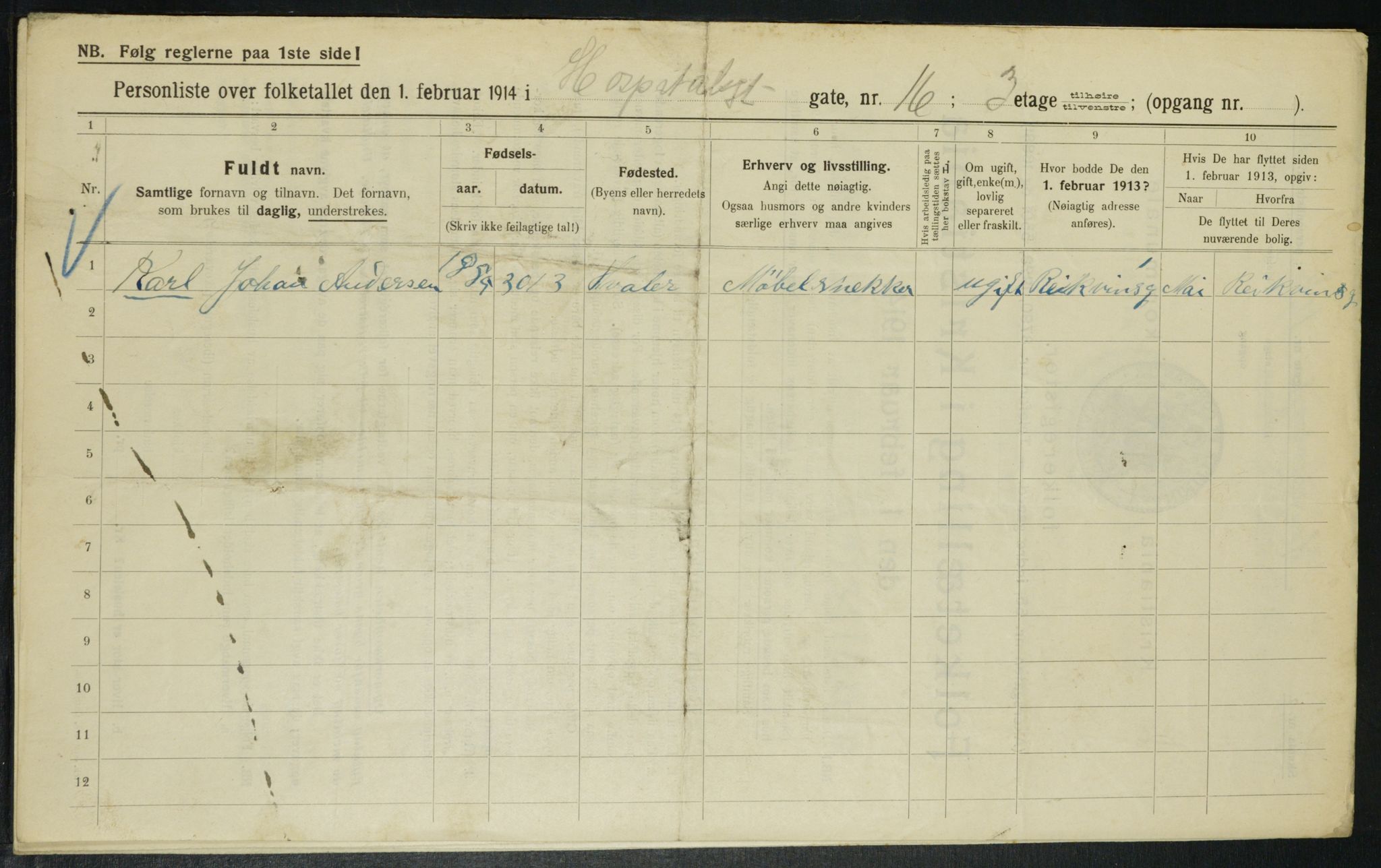 OBA, Municipal Census 1914 for Kristiania, 1914, p. 41595