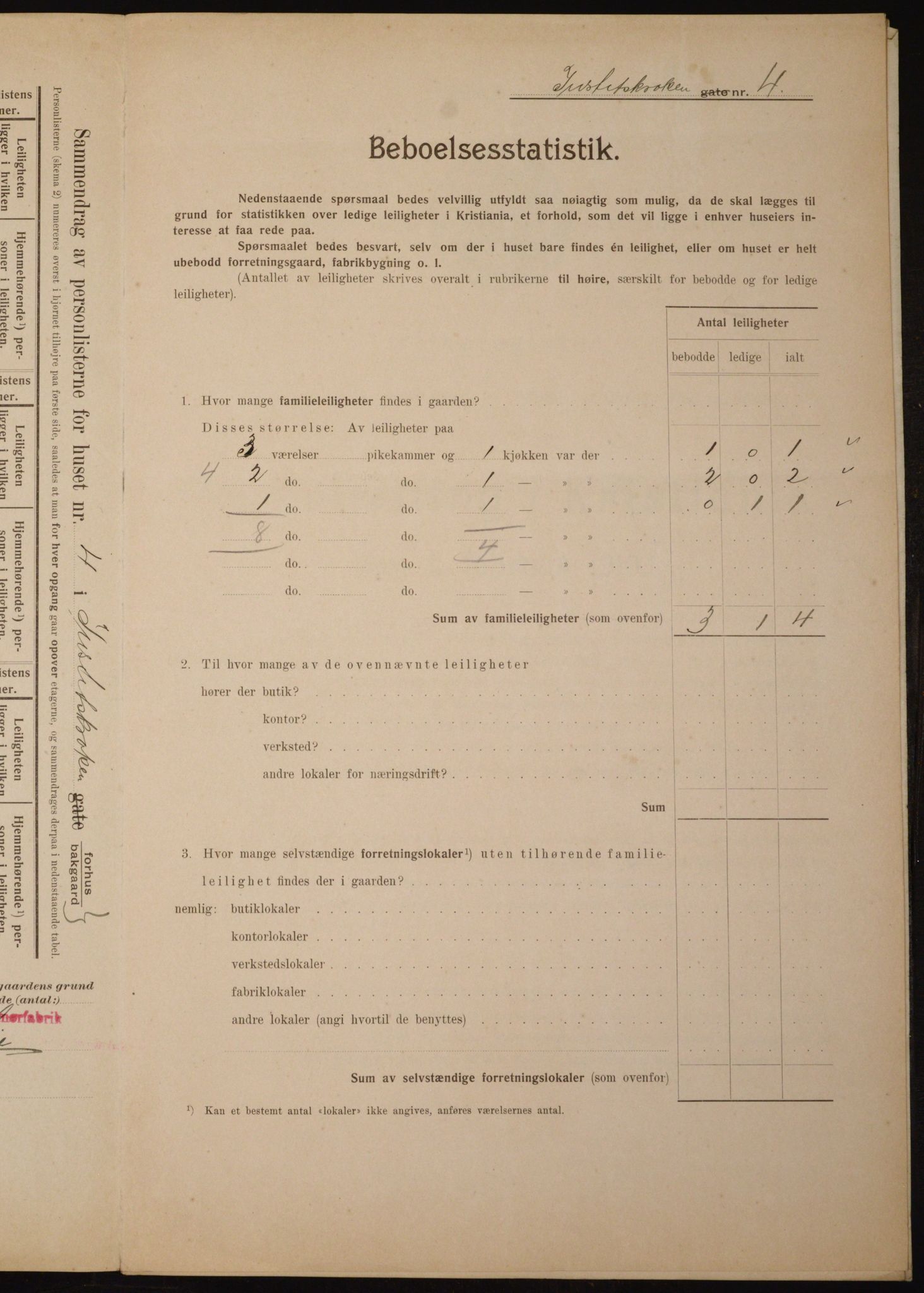 OBA, Municipal Census 1910 for Kristiania, 1910, p. 46306