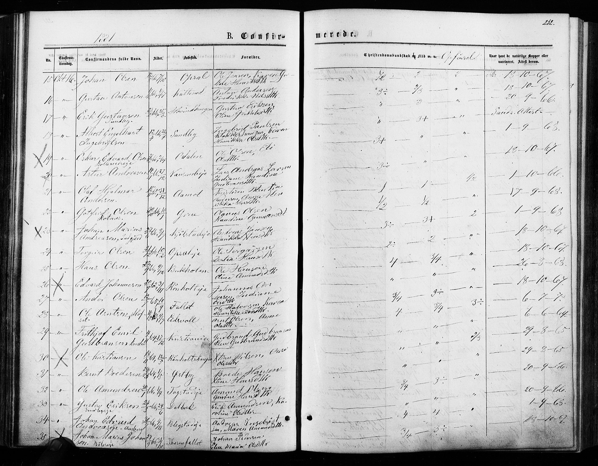 Nes prestekontor Kirkebøker, AV/SAO-A-10410/F/Fa/L0009: Parish register (official) no. I 9, 1875-1882, p. 252