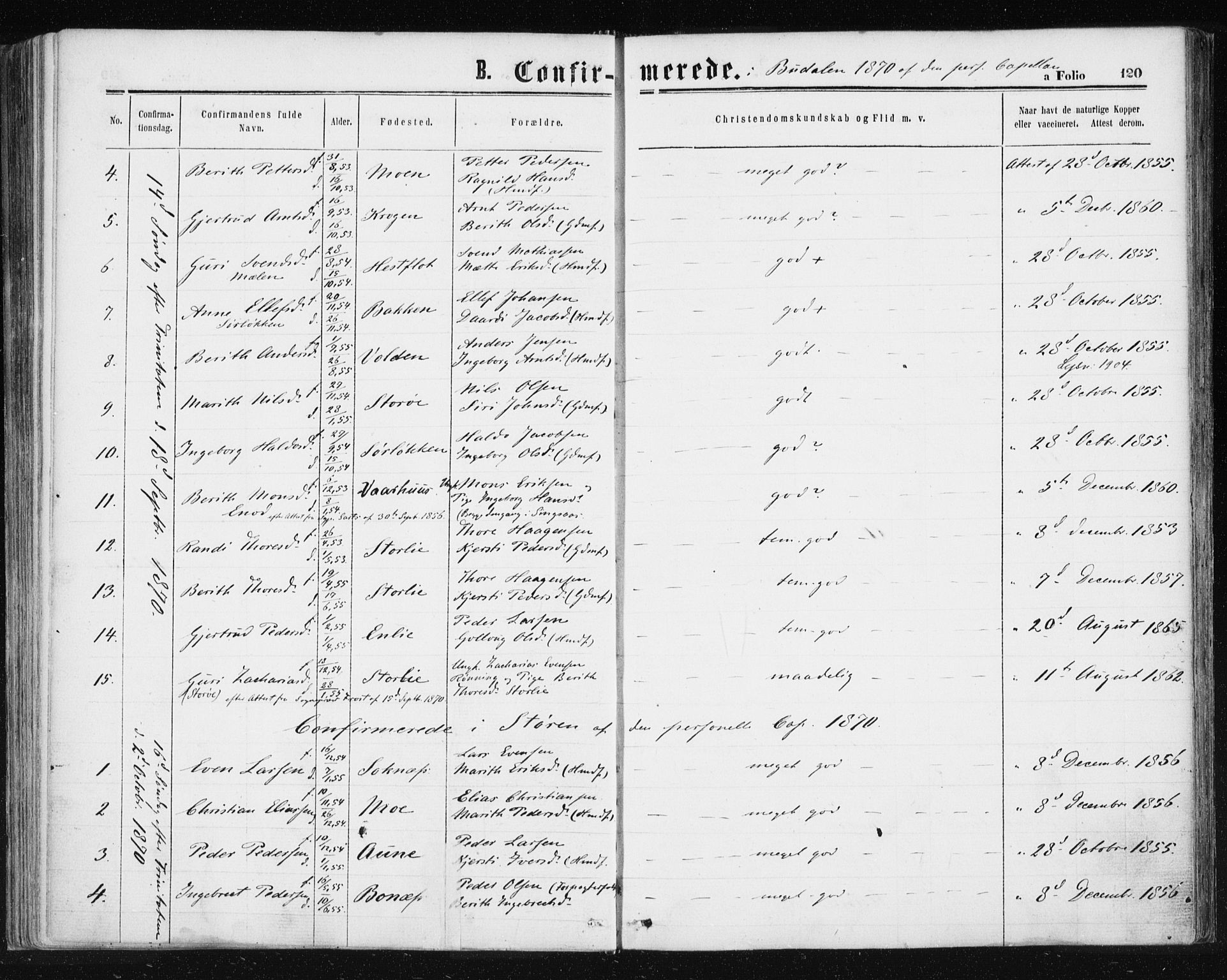 Ministerialprotokoller, klokkerbøker og fødselsregistre - Sør-Trøndelag, SAT/A-1456/687/L1001: Parish register (official) no. 687A07, 1863-1878, p. 120