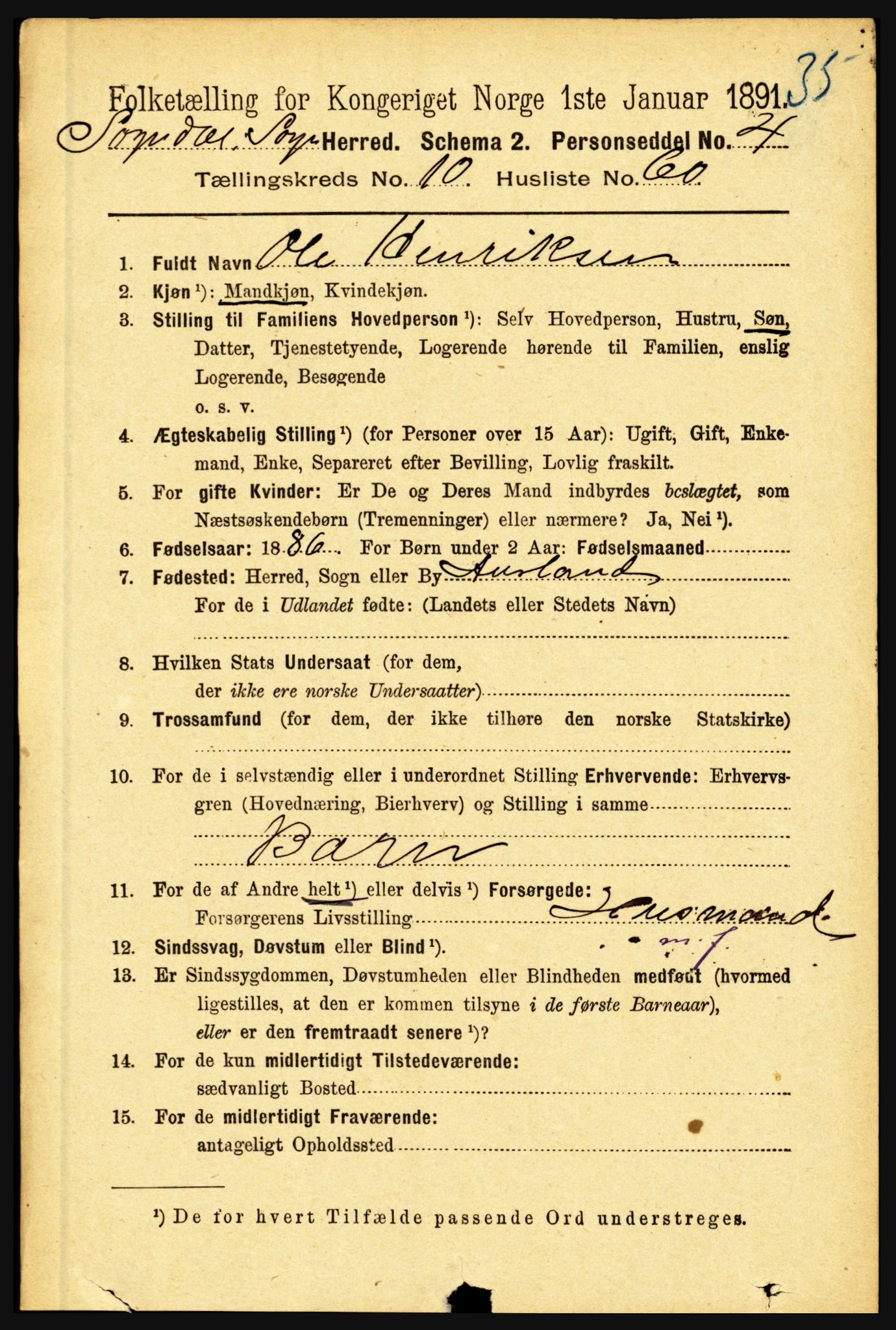 RA, 1891 census for 1420 Sogndal, 1891, p. 4322