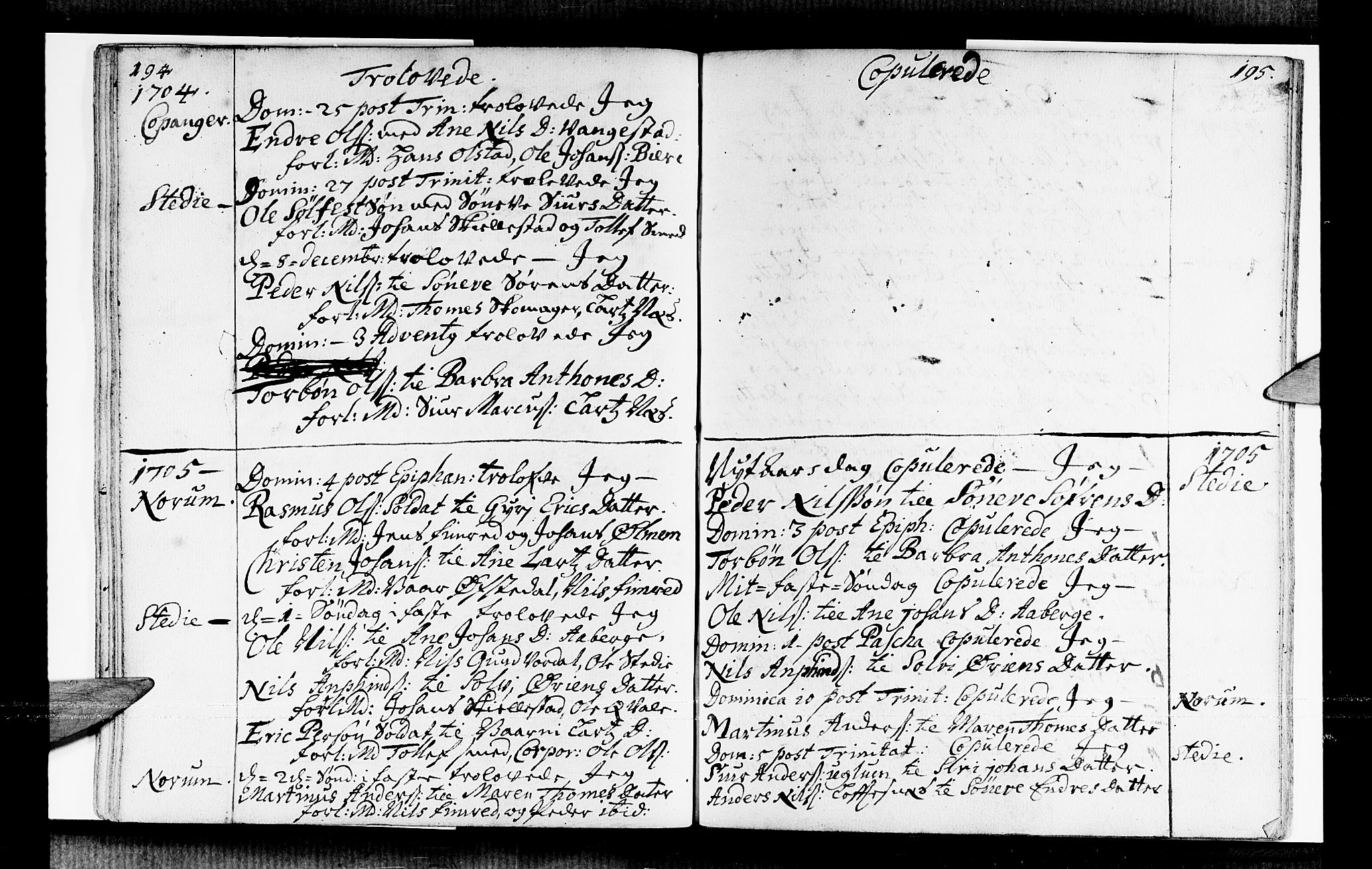 Sogndal sokneprestembete, SAB/A-81301/H/Haa/Haaa/L0001: Parish register (official) no. A 1, 1689-1713, p. 194-195