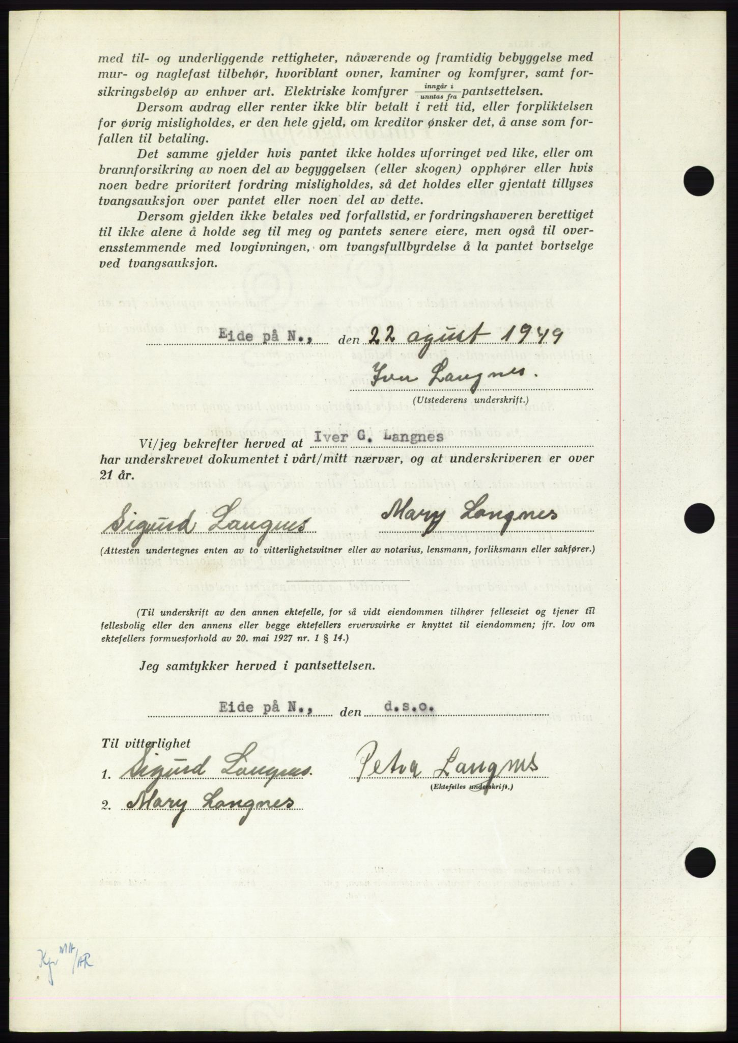 Nordmøre sorenskriveri, AV/SAT-A-4132/1/2/2Ca: Mortgage book no. B102, 1949-1949, Diary no: : 2421/1949