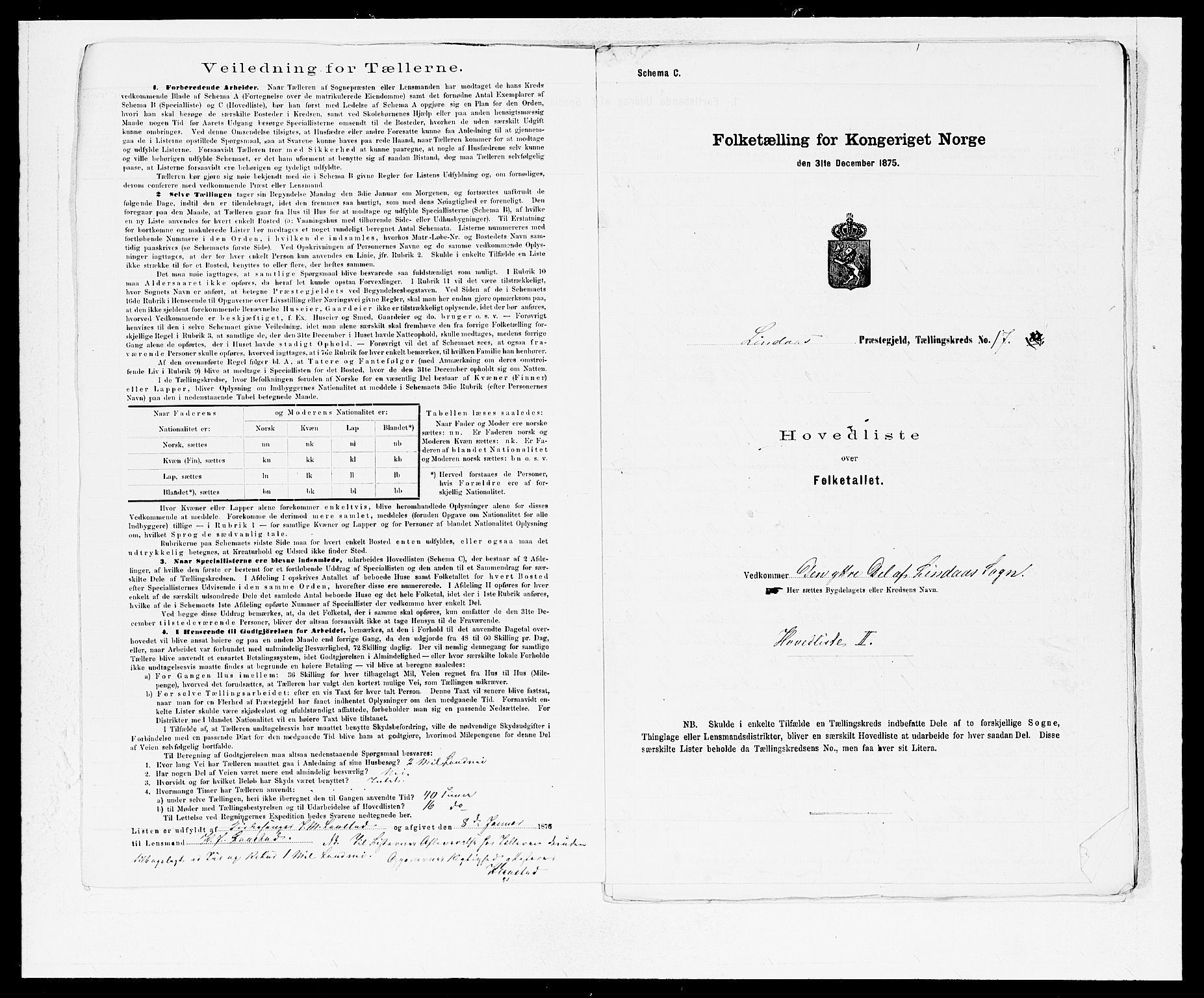 SAB, 1875 census for 1263P Lindås, 1875, p. 37