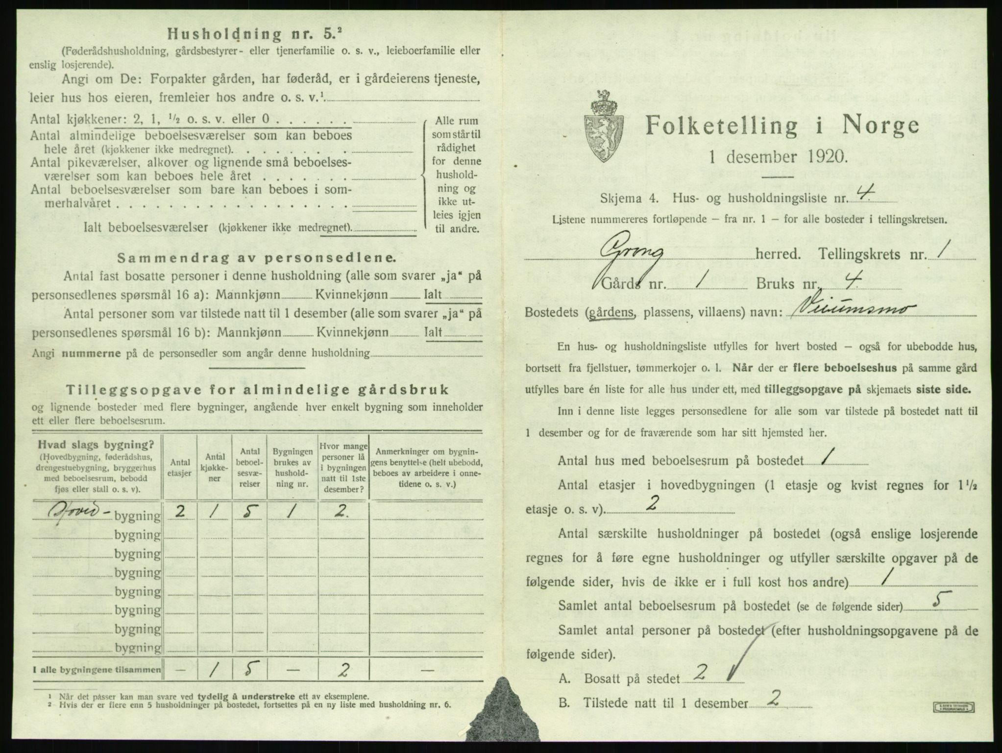 SAT, 1920 census for Grong, 1920, p. 55