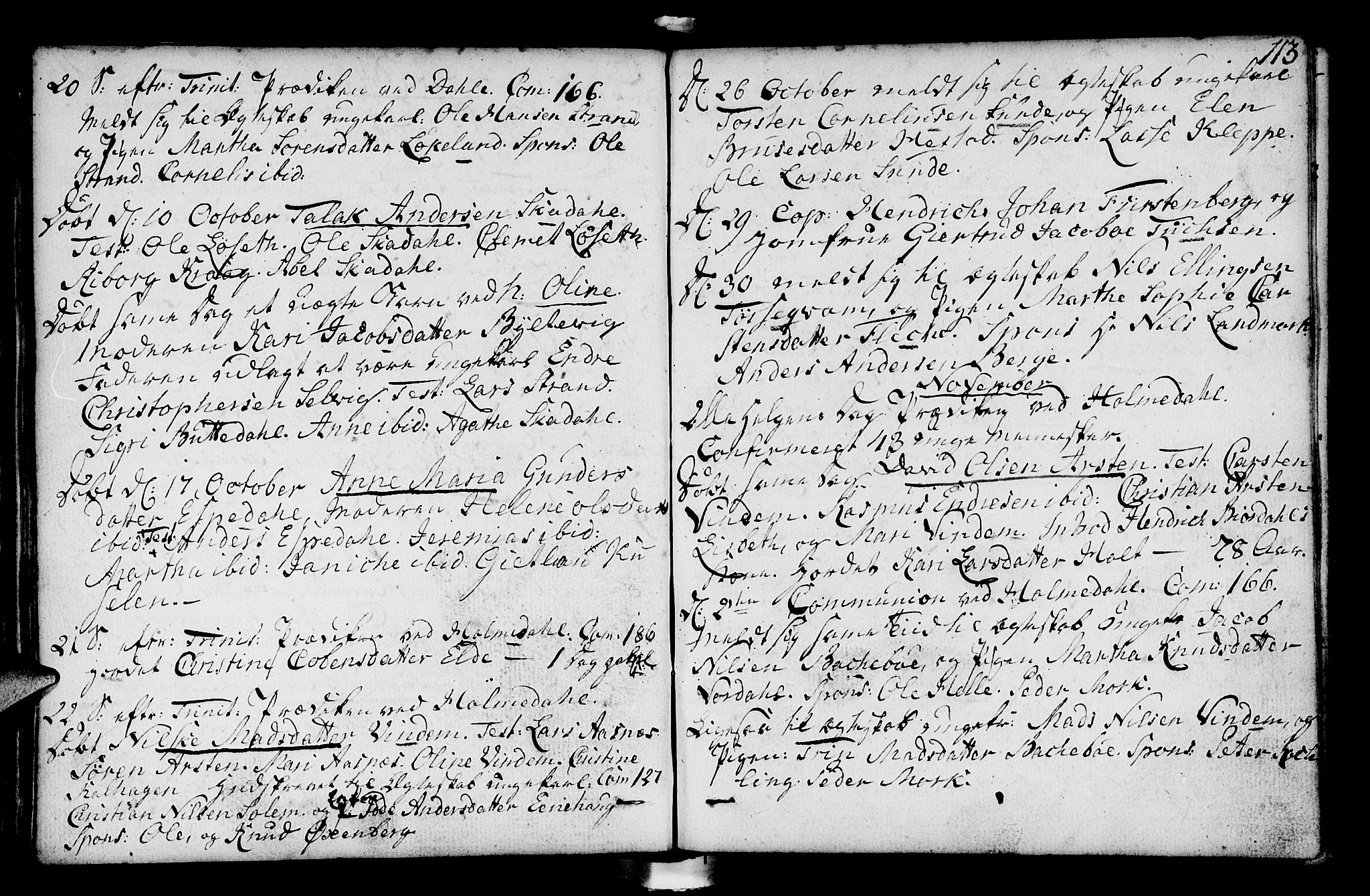 Fjaler sokneprestembete, AV/SAB-A-79801/H/Haa/Haaa/L0003: Parish register (official) no. A 3, 1799-1814, p. 113