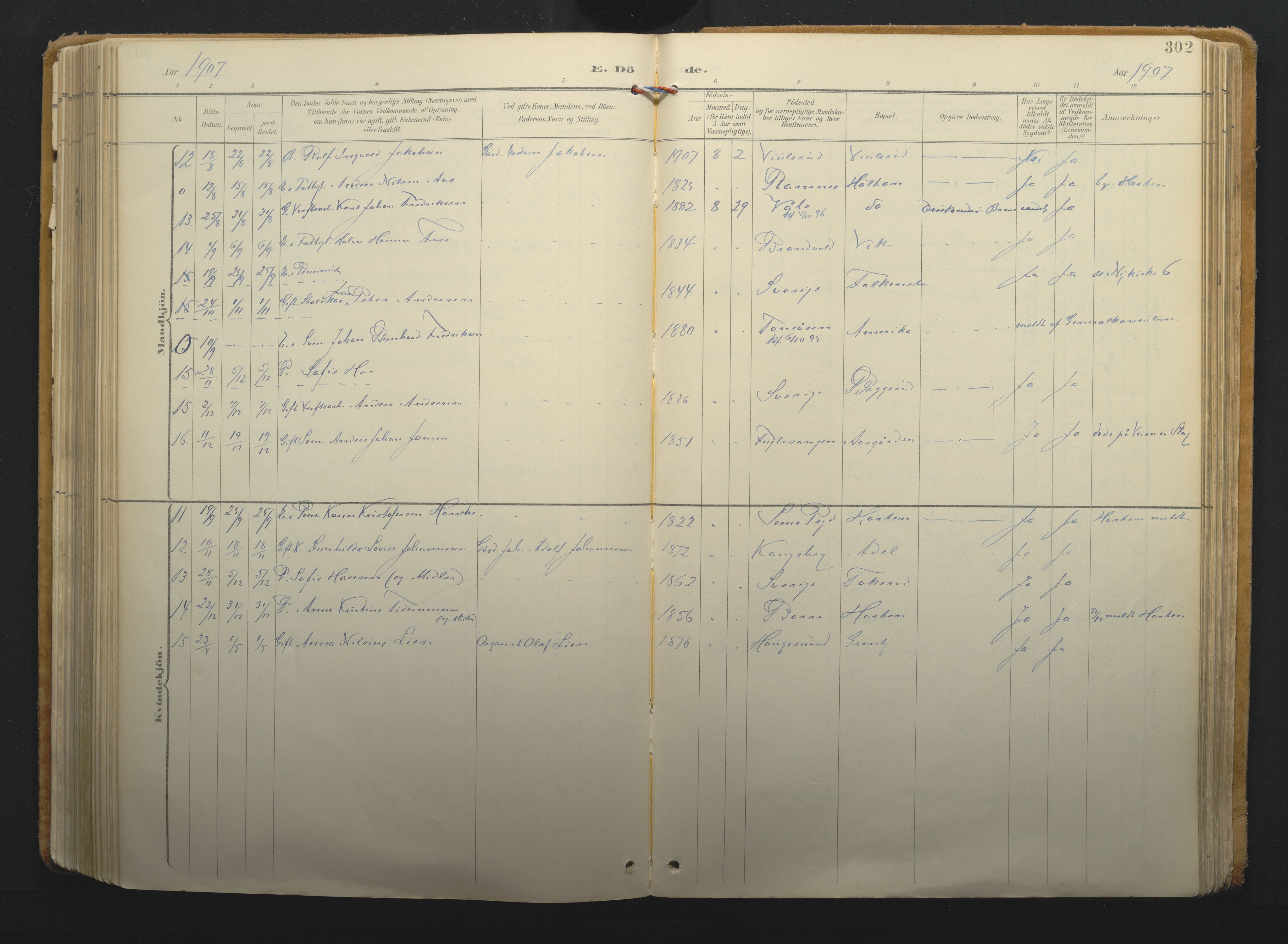 Borre kirkebøker, AV/SAKO-A-338/F/Fa/L0011: Parish register (official) no. I 11, 1897-1921, p. 302