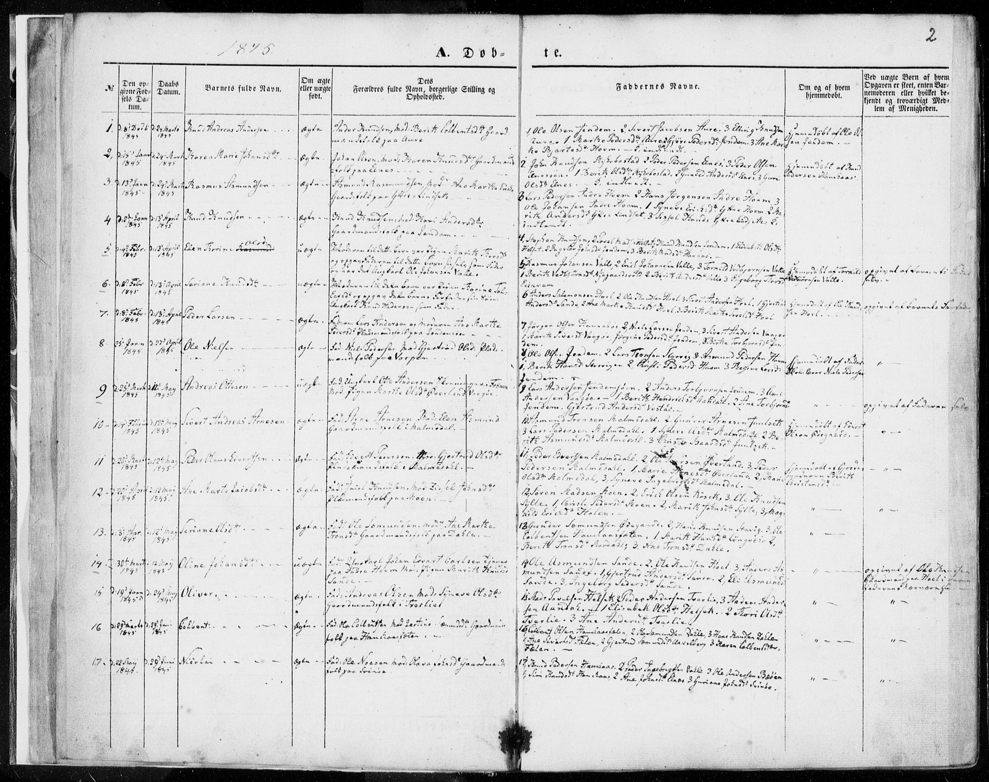Ministerialprotokoller, klokkerbøker og fødselsregistre - Møre og Romsdal, AV/SAT-A-1454/565/L0748: Parish register (official) no. 565A02, 1845-1872, p. 2