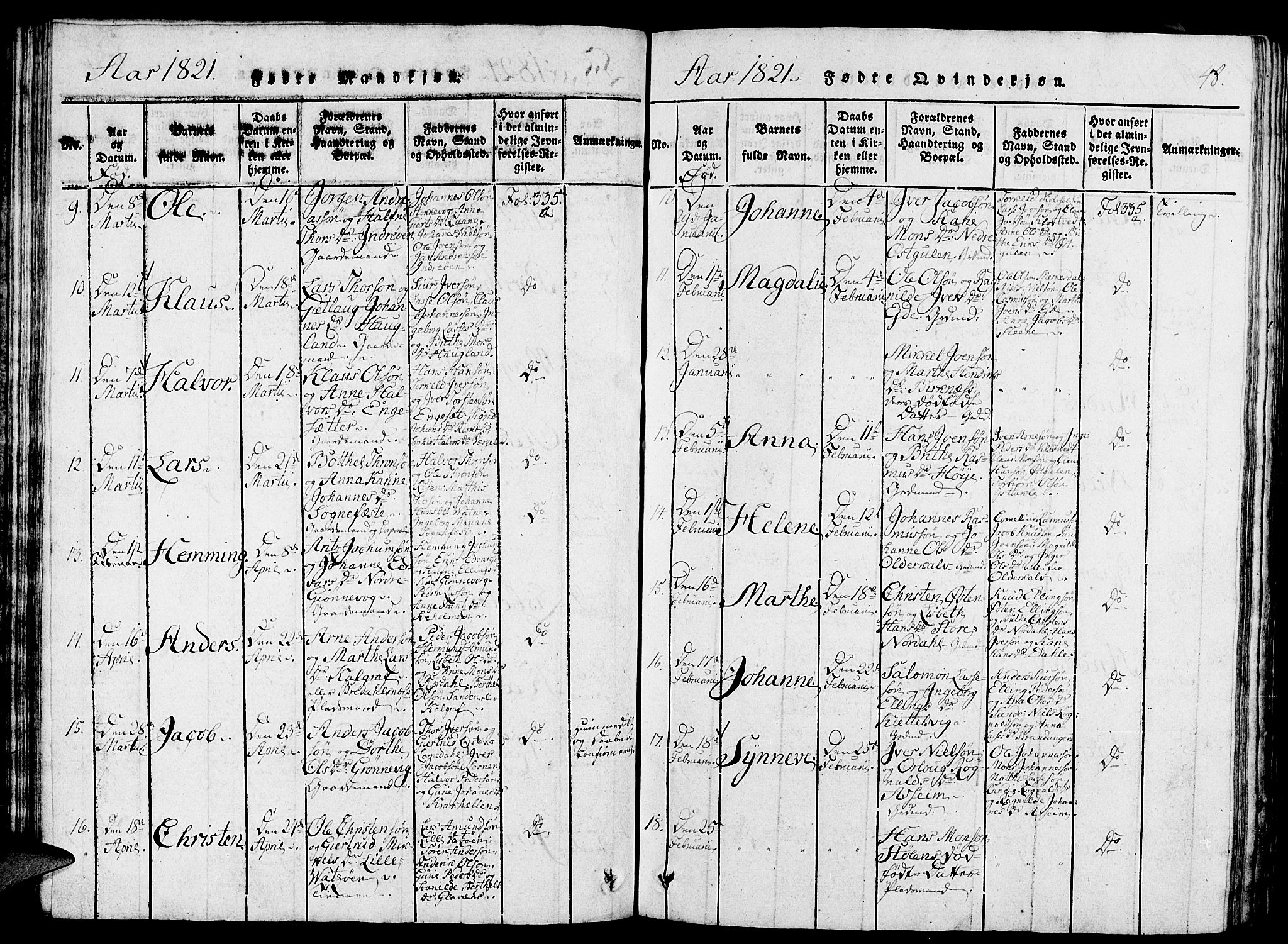 Gulen sokneprestembete, AV/SAB-A-80201/H/Haa/Haaa/L0018: Parish register (official) no. A 18, 1816-1825, p. 48