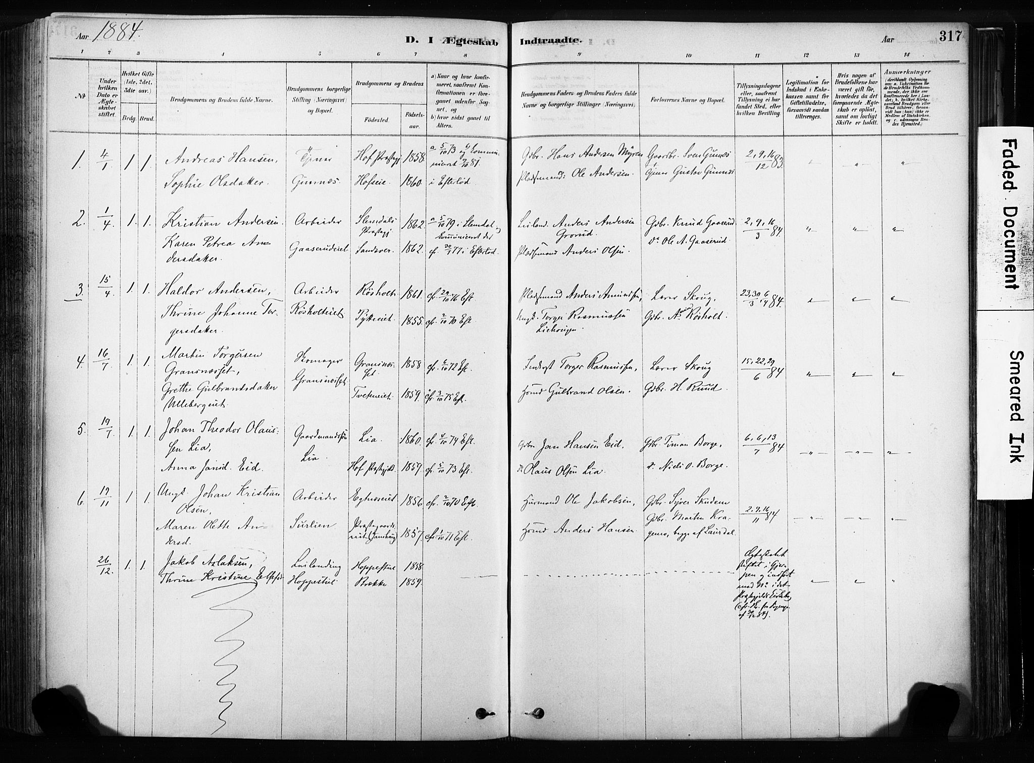 Sandsvær kirkebøker, SAKO/A-244/F/Fb/L0001: Parish register (official) no. II 1, 1878-1906, p. 317
