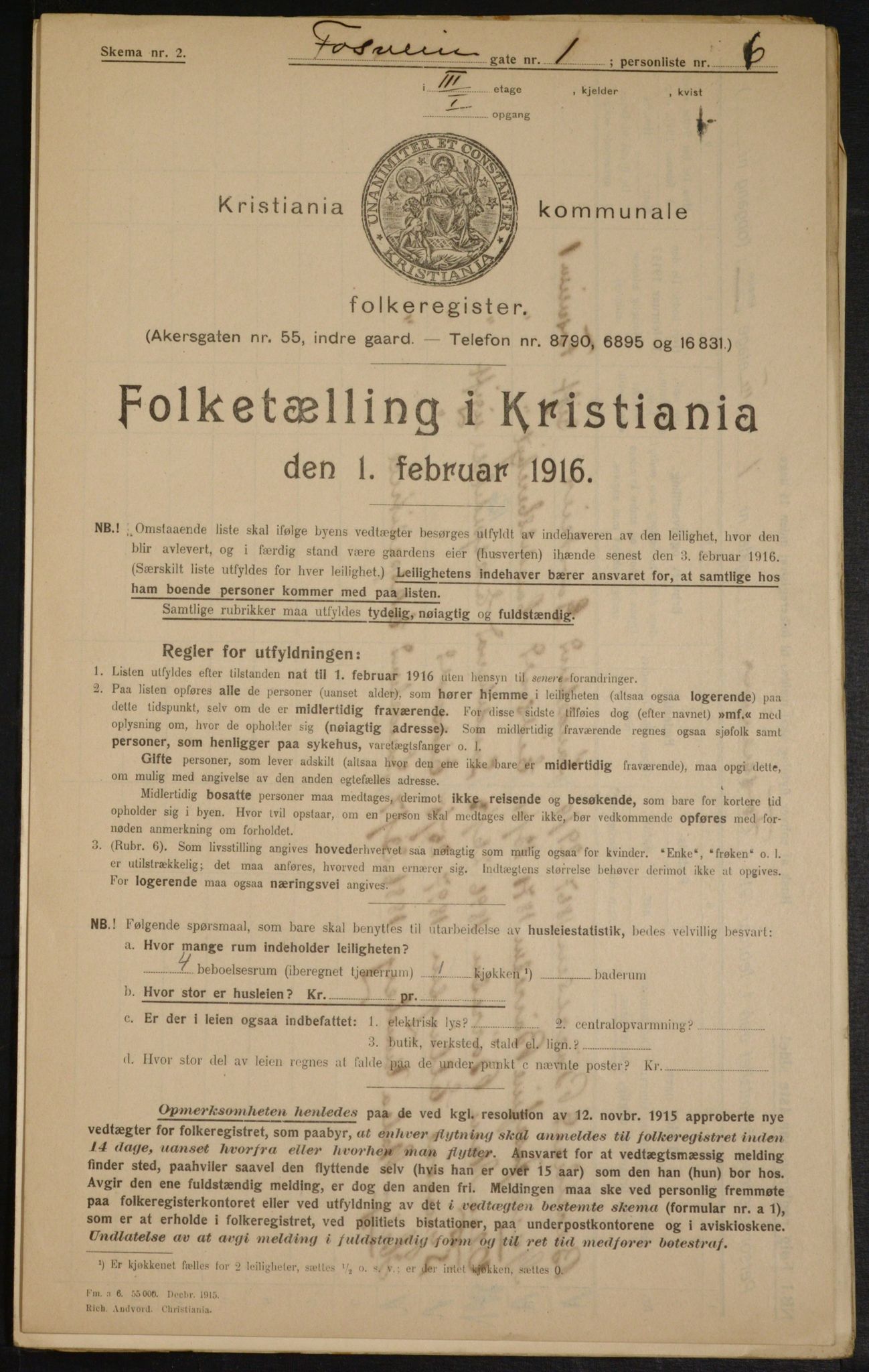 OBA, Municipal Census 1916 for Kristiania, 1916, p. 25074