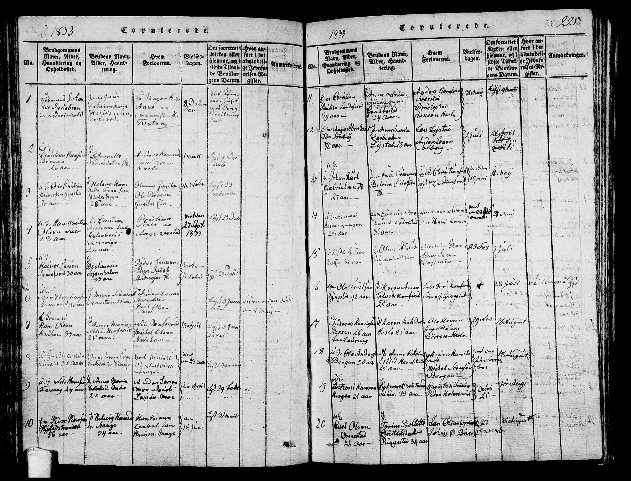 Sandar kirkebøker, SAKO/A-243/G/Ga/L0001: Parish register (copy) no. 1, 1814-1835, p. 225